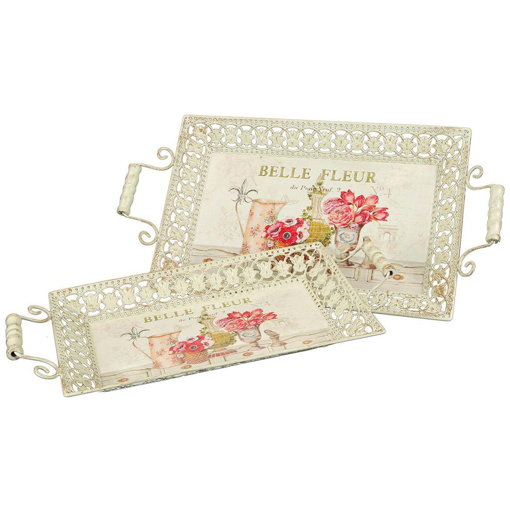 Ambiente Haus Tablett »Fleur-Tablett 2er Set«, (1 tlg.)