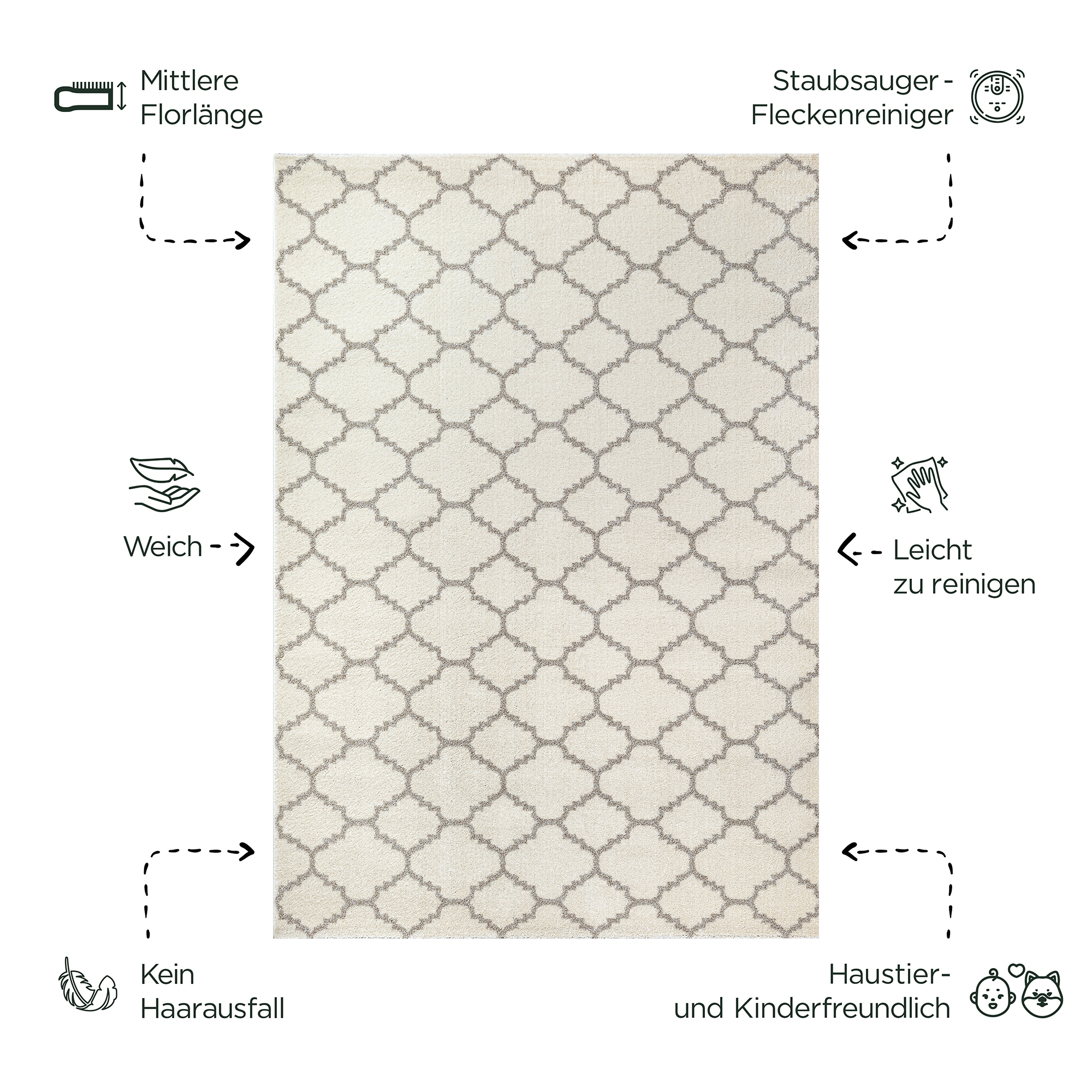Sanat Teppich »Boho 8202« rechteckig 10 mm Höhe Kurzflor, robust, Boho, Scandic, für Fussbodenheizung geeignet
