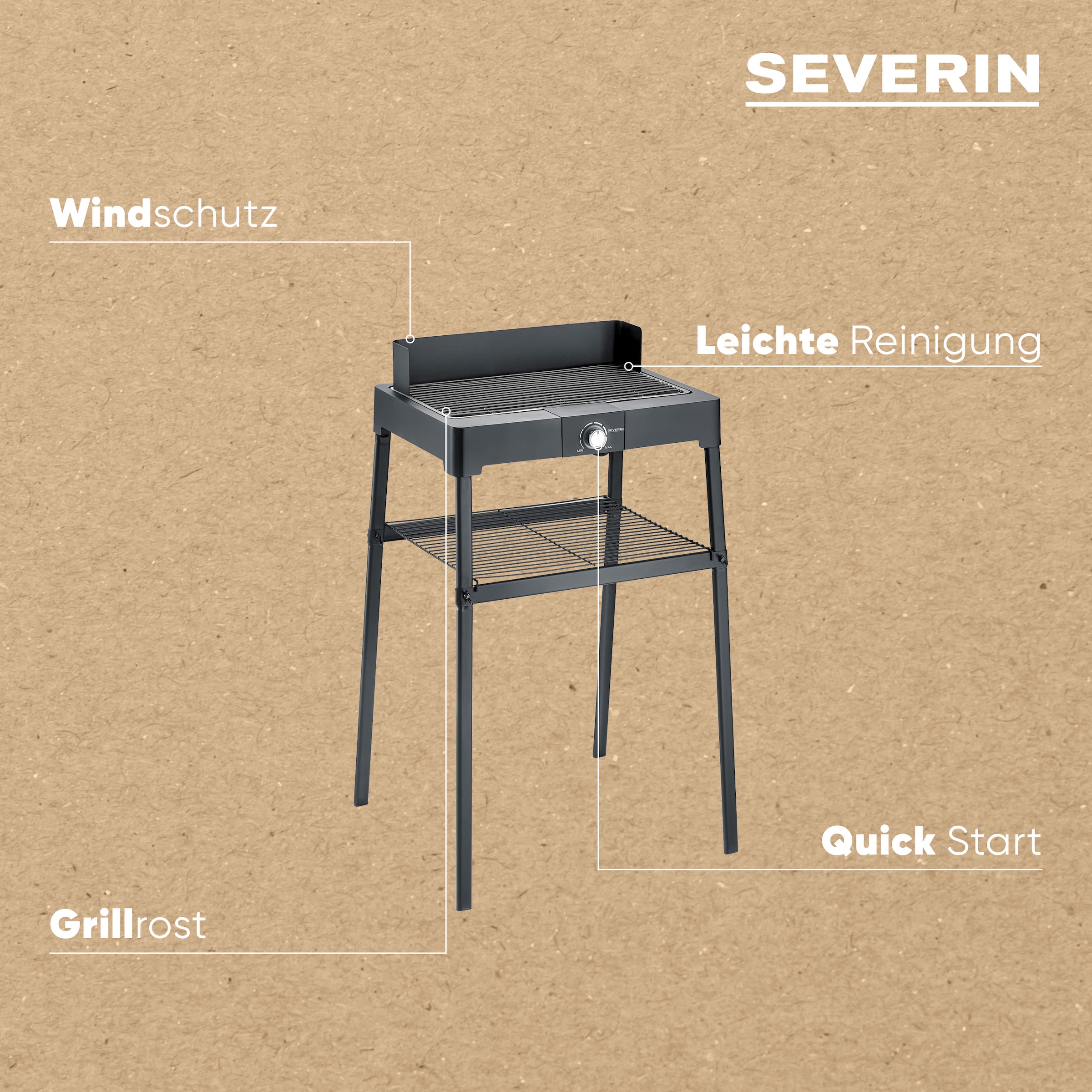 Severin Standgrill »PG 8566«, 2200 W, Elektrogrill mit Grillrost