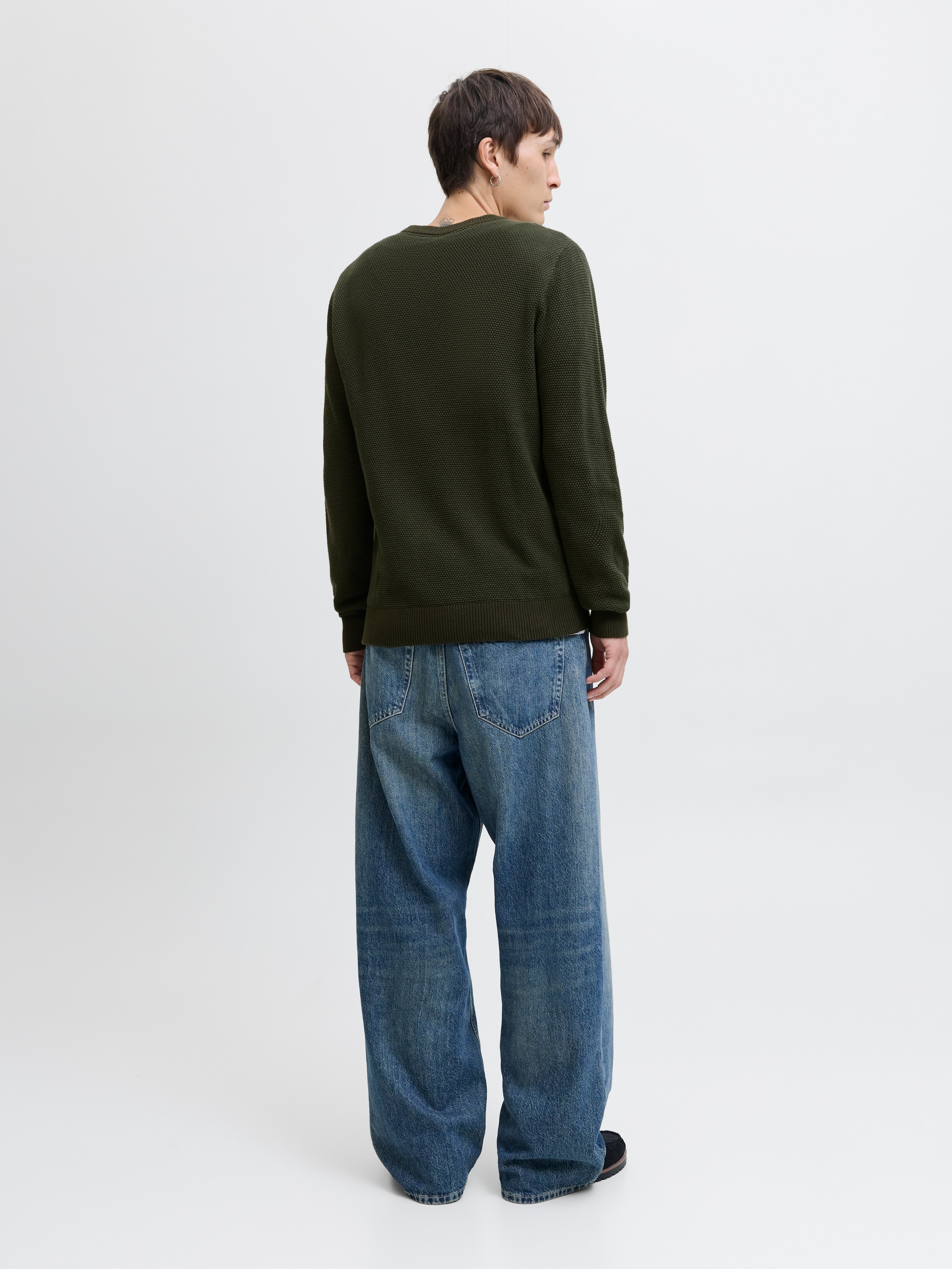 Jack & Jones Rundhalspullover »JJEGLOBE KNIT CREW NECK NOOS«, in Strick Optik