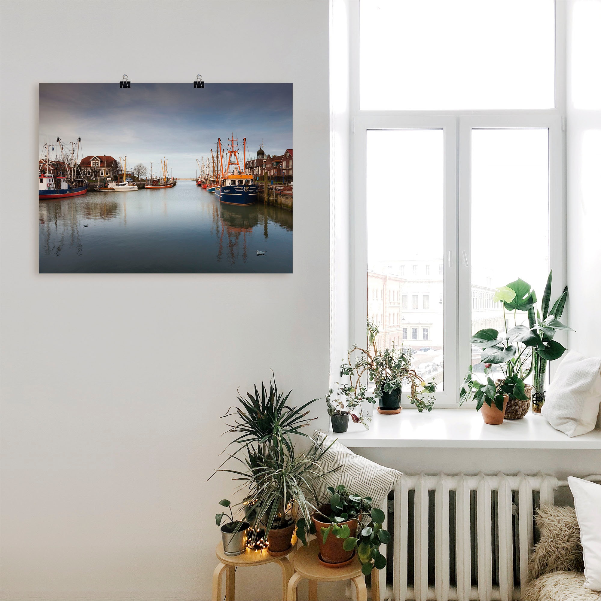 Artland Poster »Im Hafen der Stille...«, Boote & Schiffe, (1 St.), als Leinwandbild, Wandaufkleber oder Poster in versch. Größen