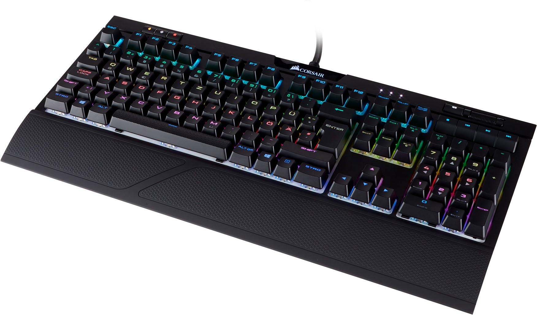 Corsair Gaming-Tastatur »STRAFE RGB MK.2 - MX Silent«, (USB-Hub-Handgelenkauflage-Profil-Speicher-Ziffernblock-Multimedia-Tasten)