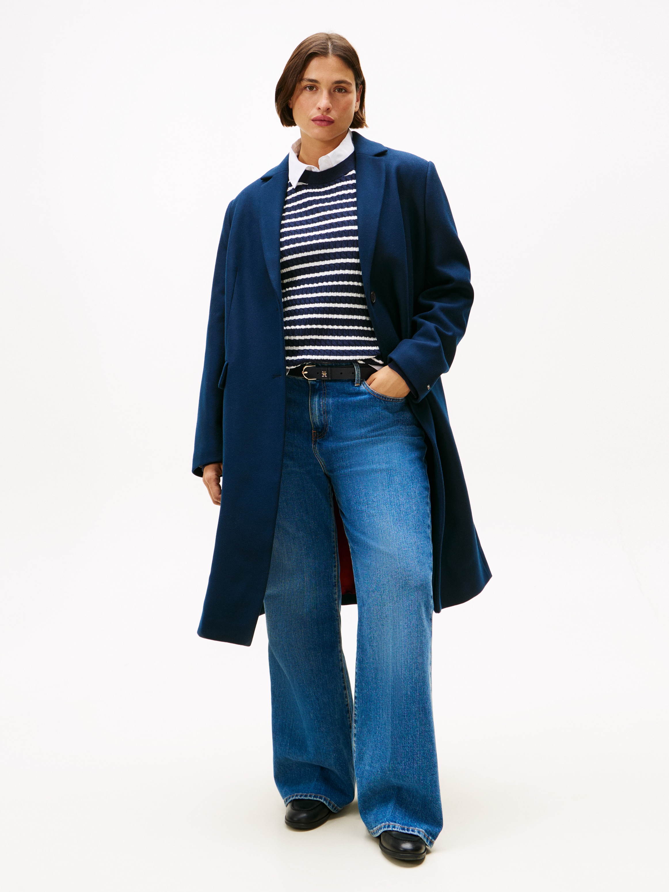 Tommy Hilfiger Curve Langmantel »CRV CLASSIC SB WOOL REG COAT«, in großen Größen, mit Wolle und Kaschmiranteil
