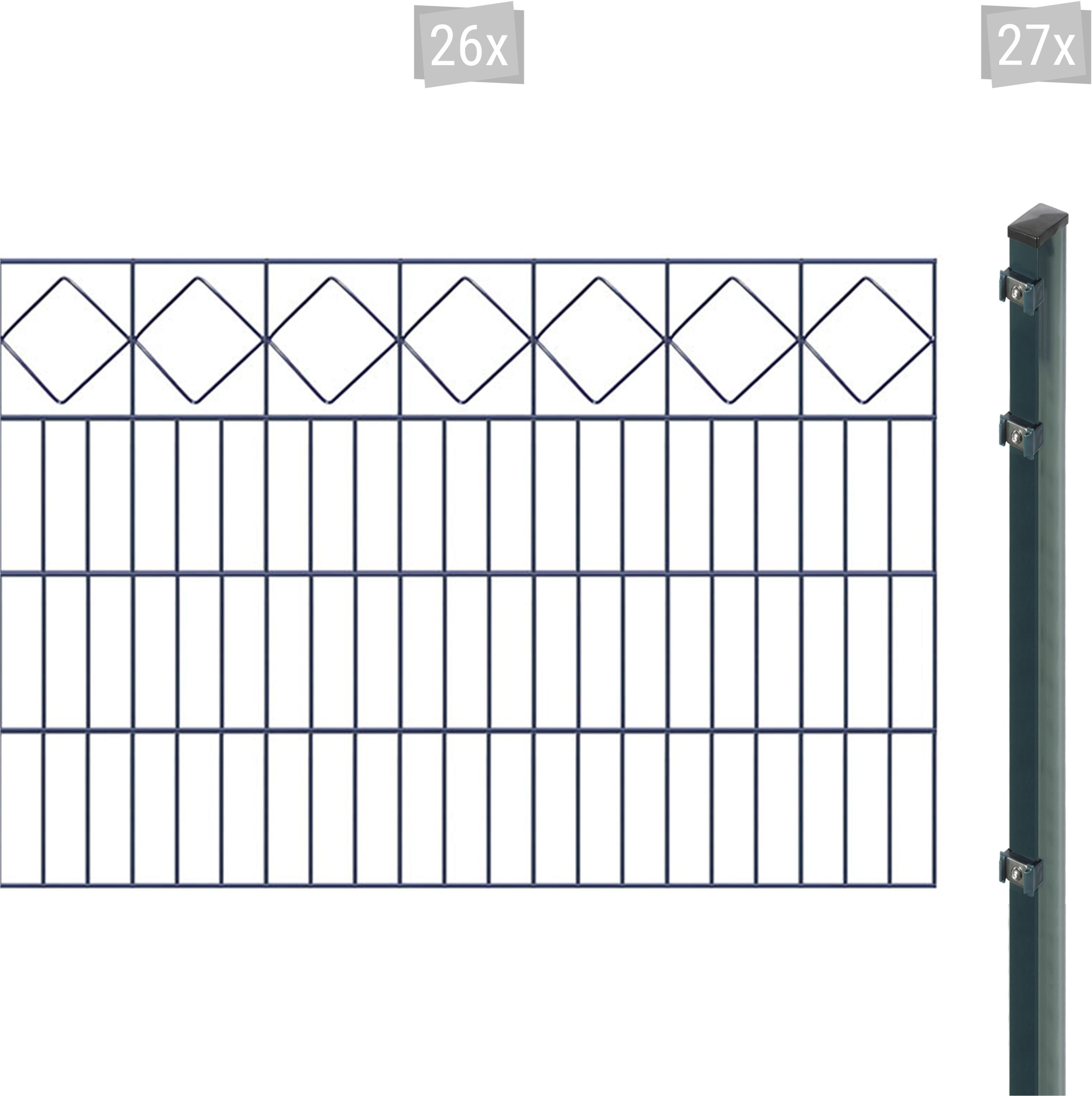 Arvotec Doppelstabmattenzaun "EXCLUSIVE 80 zum Einbetonieren "Karo" mit Zierleiste", Zaunhöhe 80 cm, Zaunlänge 2 - 60 m