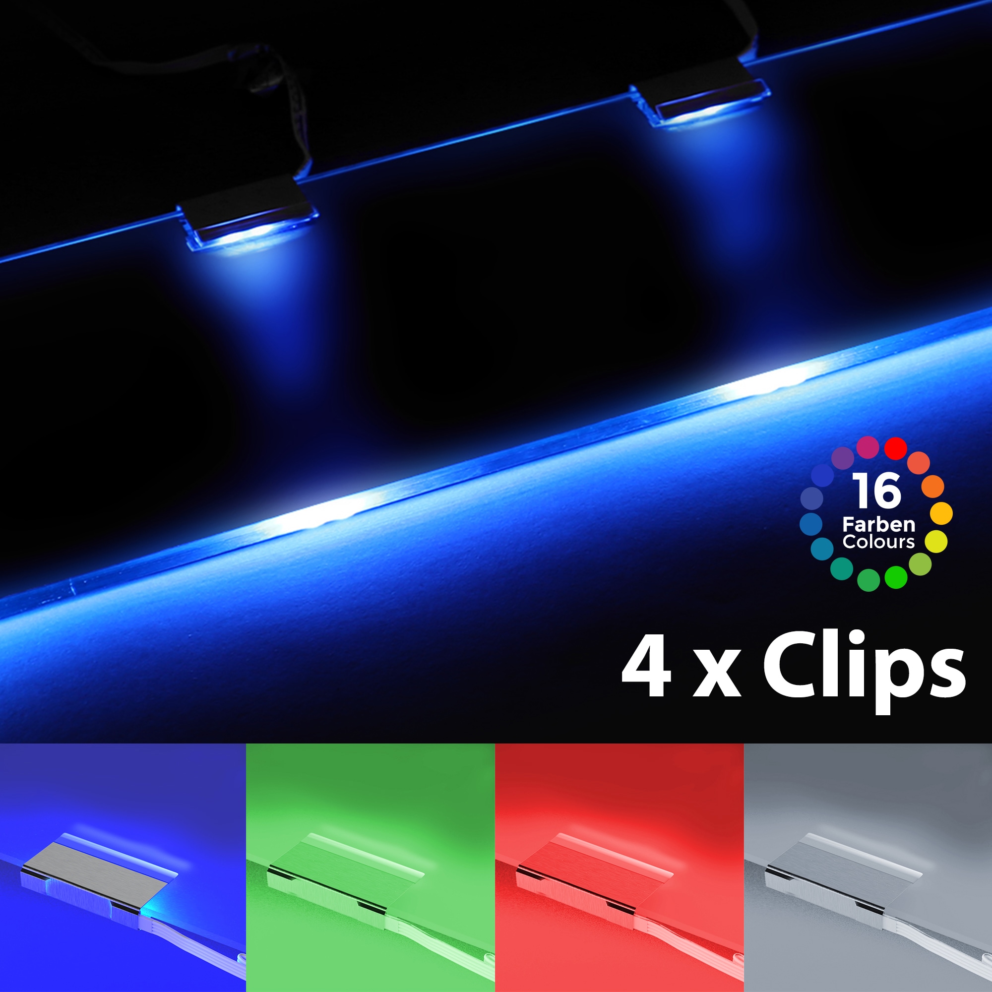 | kaufen Glaskantenlichter, LED LED B.K.Licht Glasboden-Beleuchtung, BAUR Leuchten RGB, Dekolicht, 8 Clips, flammig-flammig,