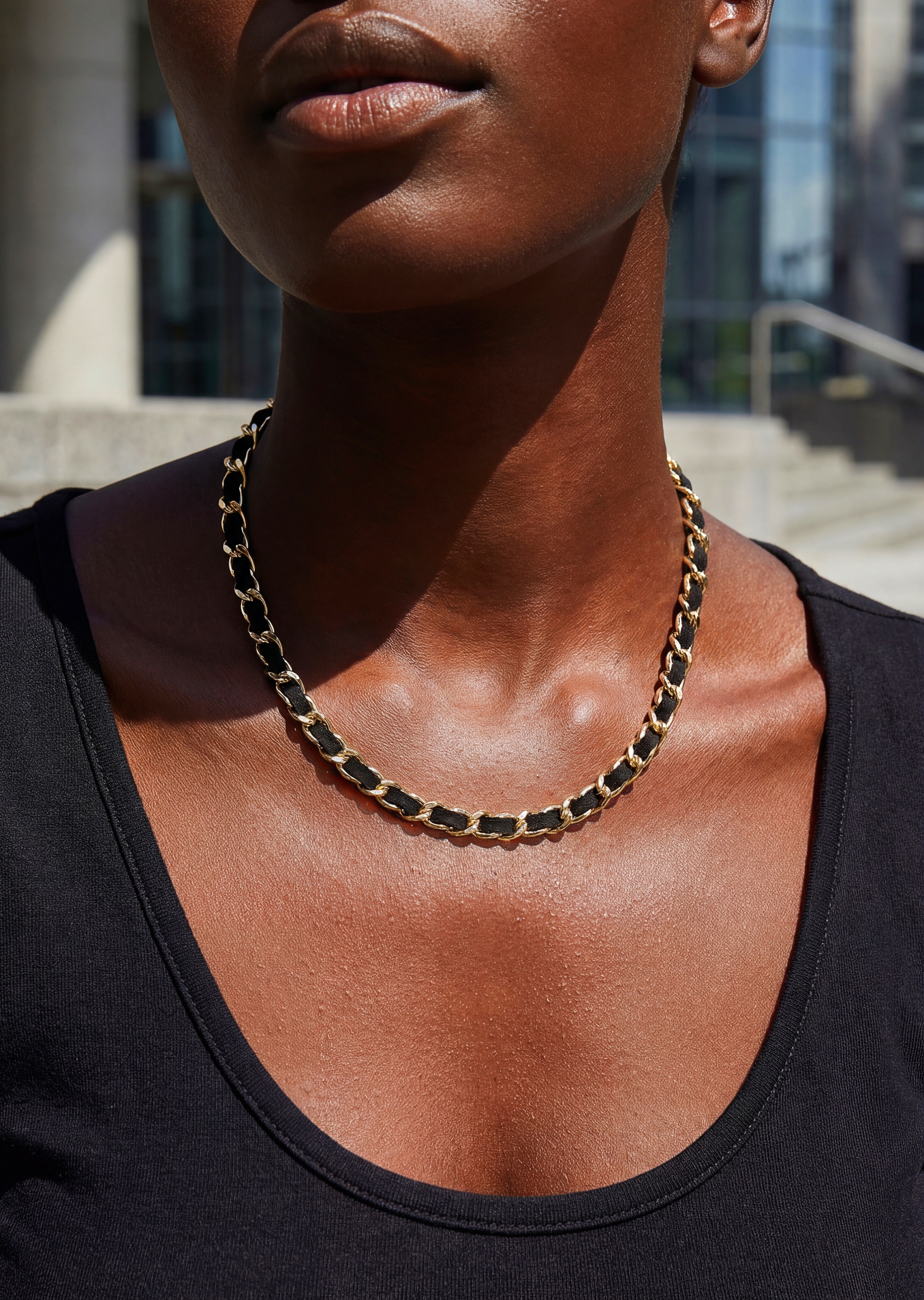 LASCANA Link Chain Necklace Gold/Black 45cm 3