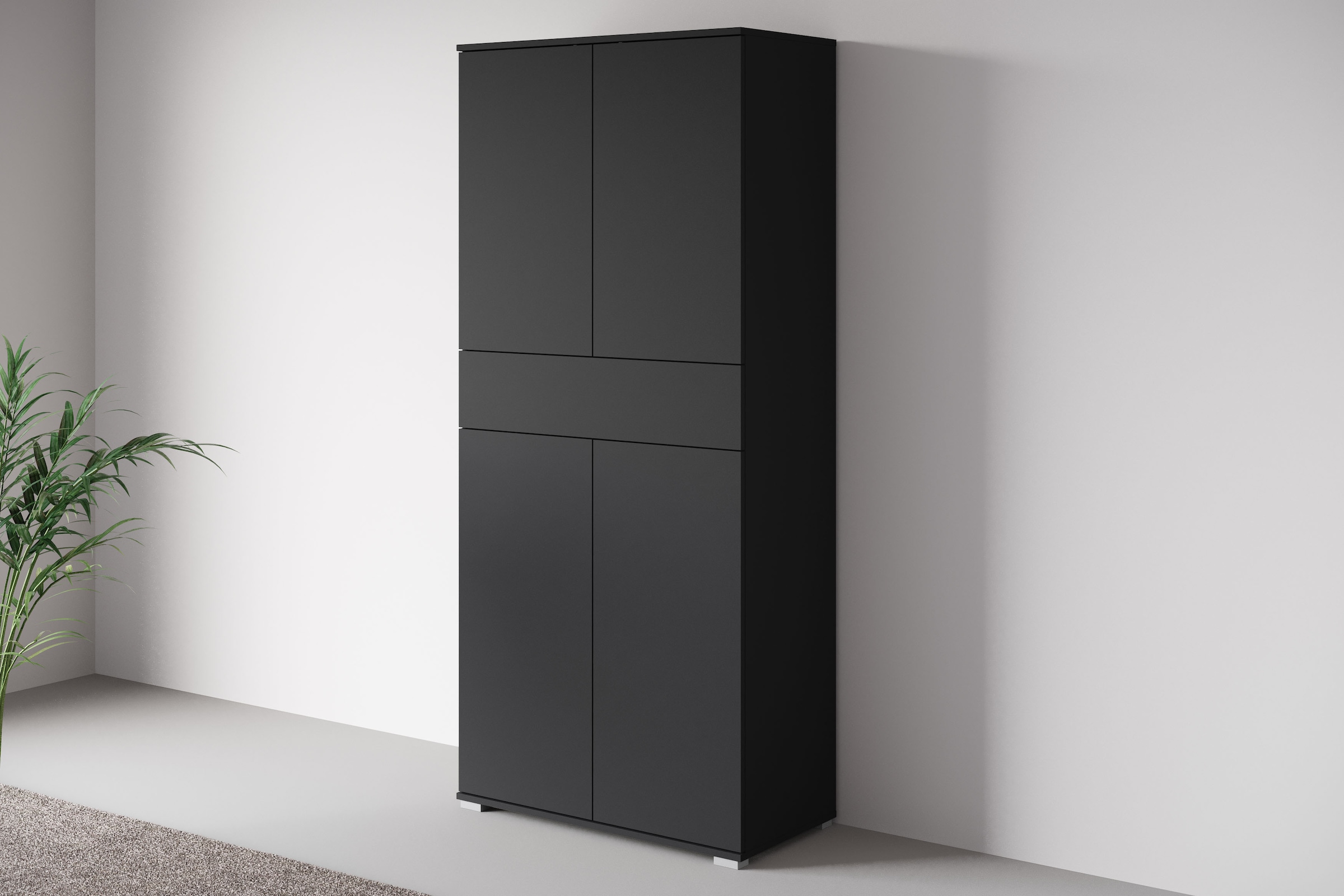OTTO home Aktenschrank "Kenia, Stauraumschrank 80 cm breit mit Schublade" 1 Stk. tlg. Griffloses Design mit Push-to-Open und verstellbaren Einlegeböden