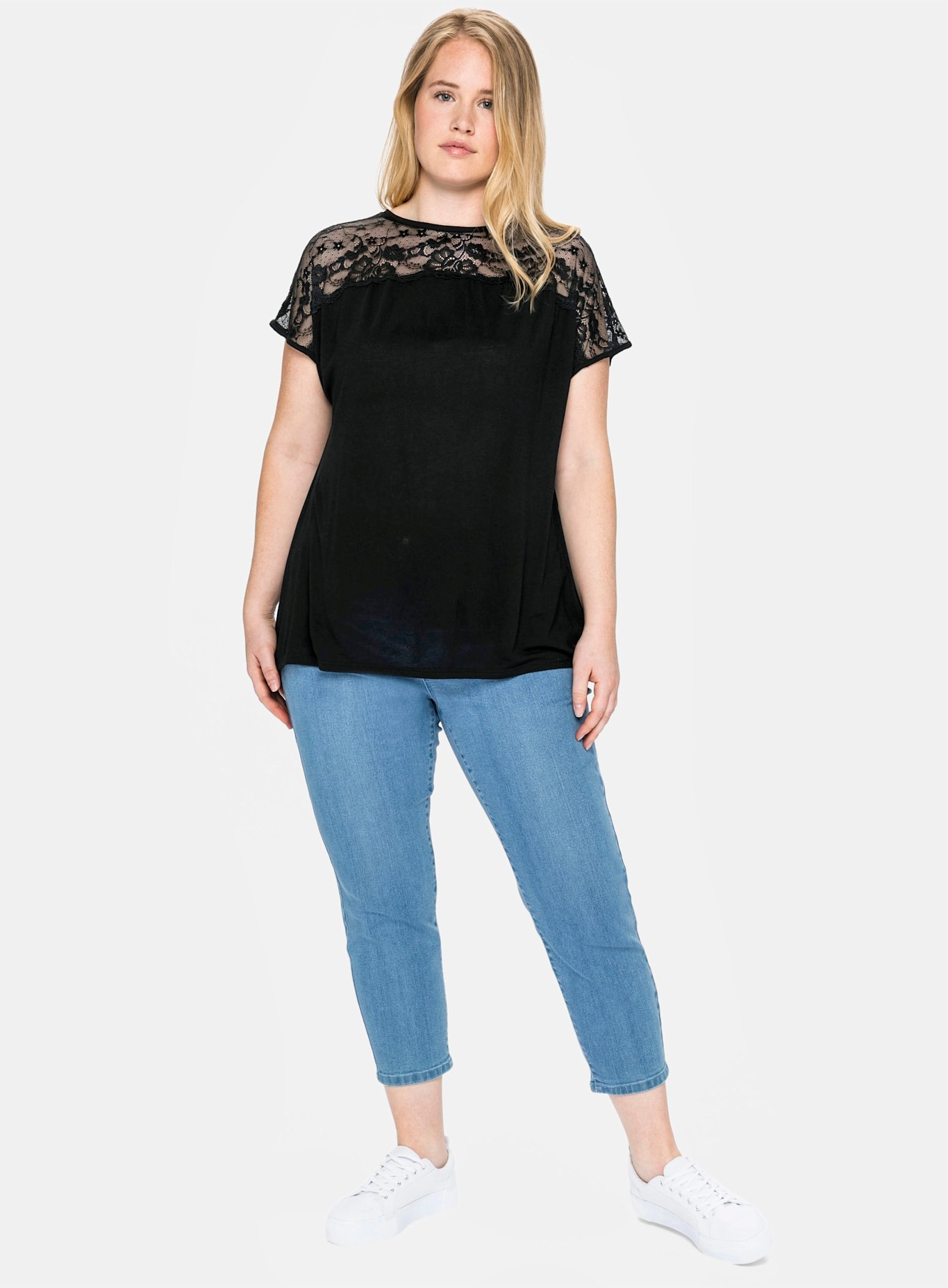 Sheego Spitzenshirt "Spitzenshirt", (1 tlg.) günstig online kaufen