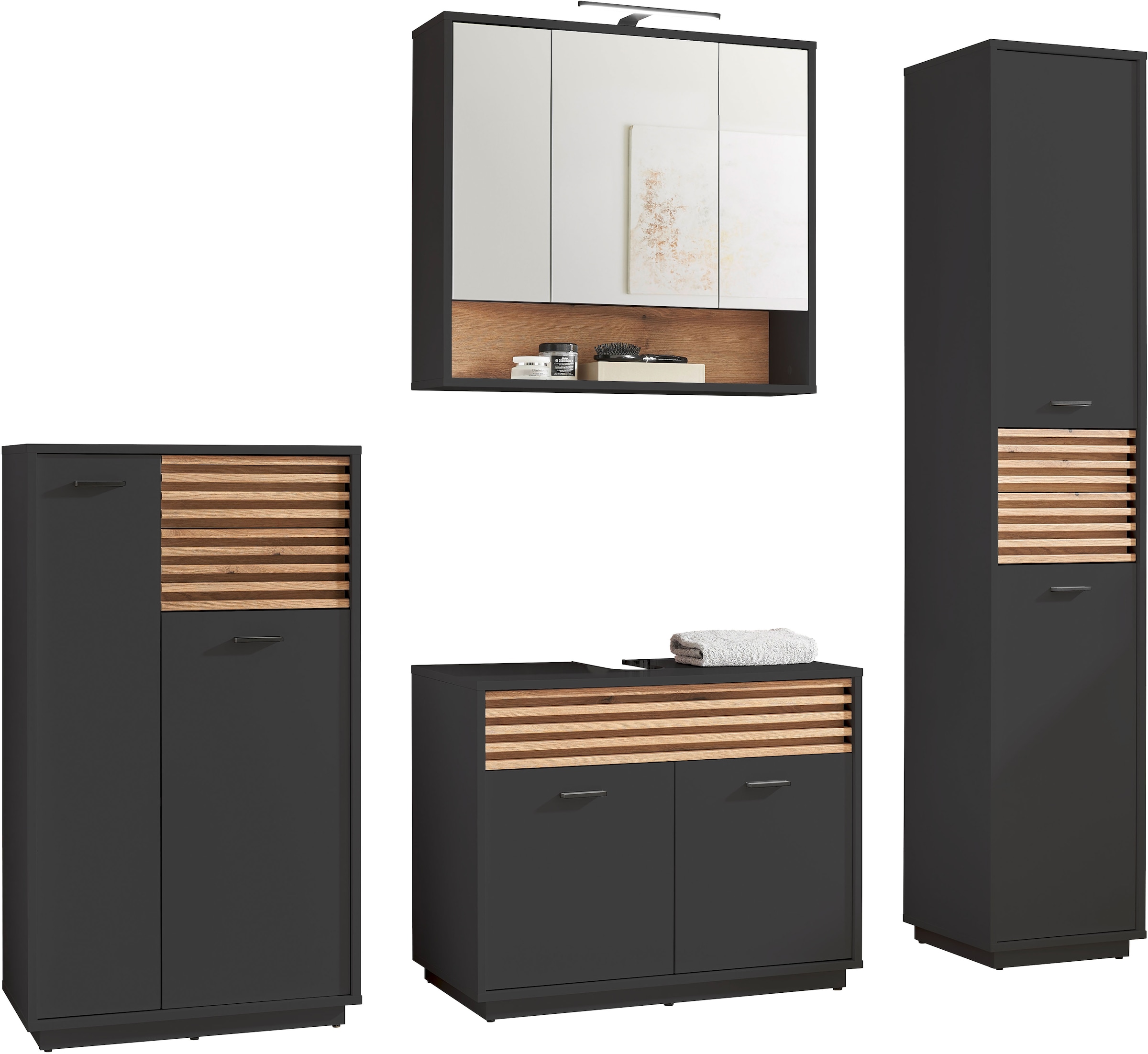 BASIC by Balculina Spiegelschrank »Liguria B/H/T 80x72x21 cm« 1 Stk. tlg. Breite 80cm, Beleuchtung, FSC-Mix 70%