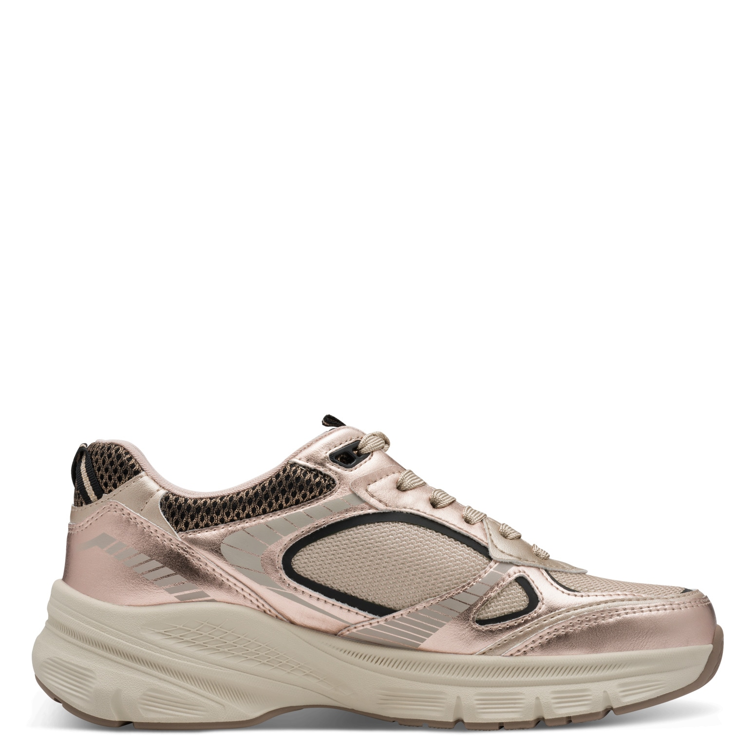Tamaris Plateausneaker, Freizeitschuh, Halbschuh, Schnürer, Details in Metallicoptik