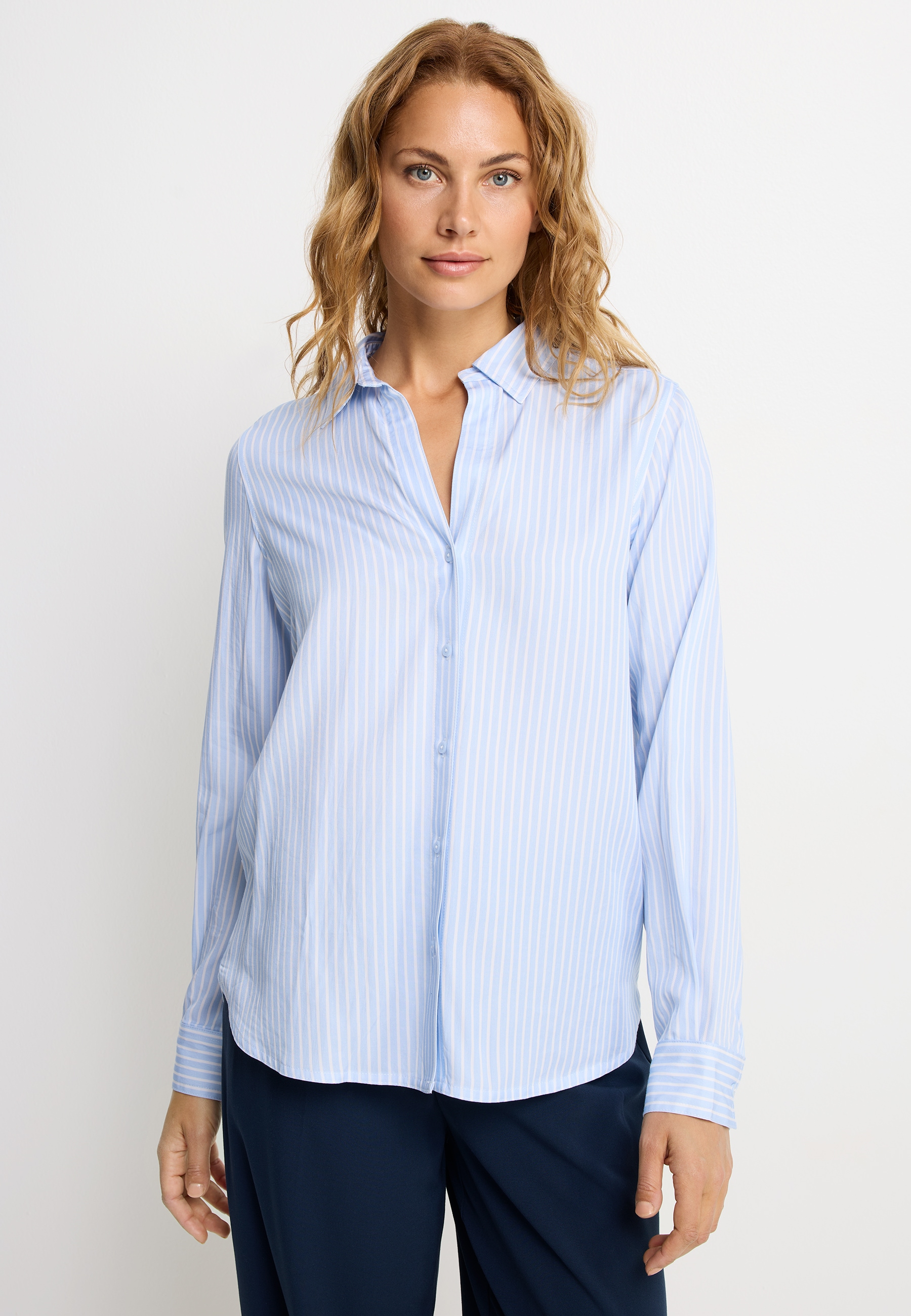 LASCANA Hemdbluse aus Lyocellqualität, Streifenbluse mit langen Ärmeln