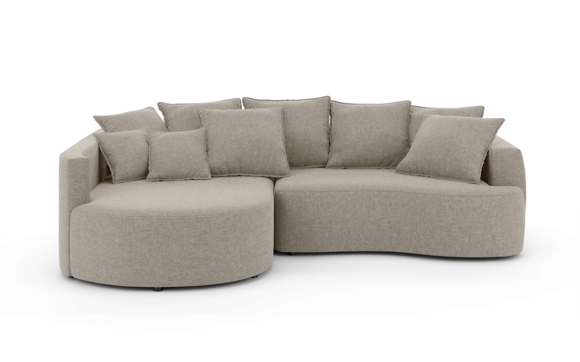 INOSIGN Ecksofa »Kahekili, Schlafsofa mit Bettkasten, Maße B/T/H: 255/181/90/ cm«, L-Form mit Wellenunterfederung, 7 Rückenkissen und 2 Zierkissen