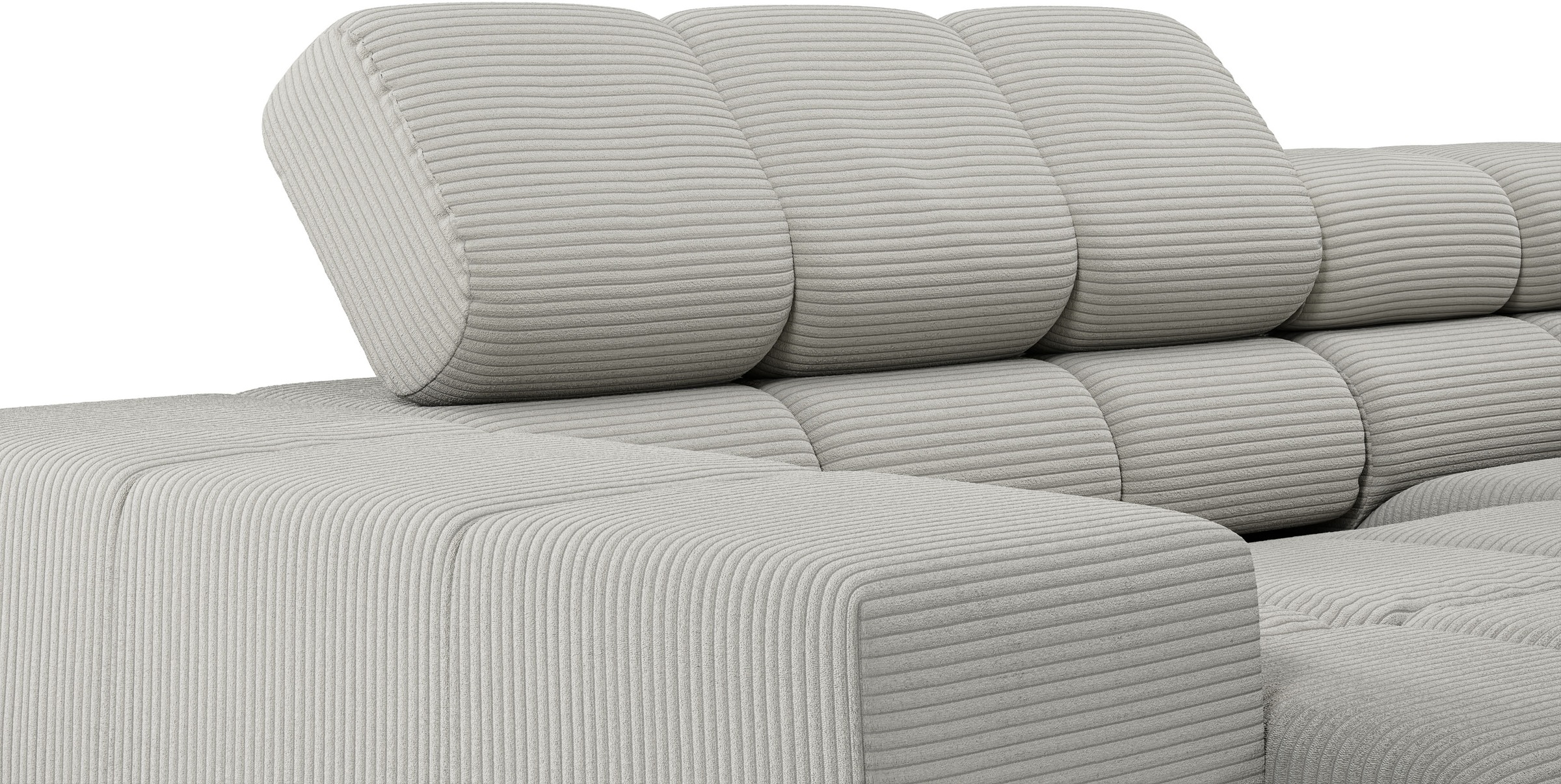 INOSIGN Ecksofa »Ancona, incl. Kopfteilverstellung + 3 Zierkissen, L-Form, bequem«, wahlweise motorische Sitztiefenverstellung, B/T(H: 249/215/70 cm