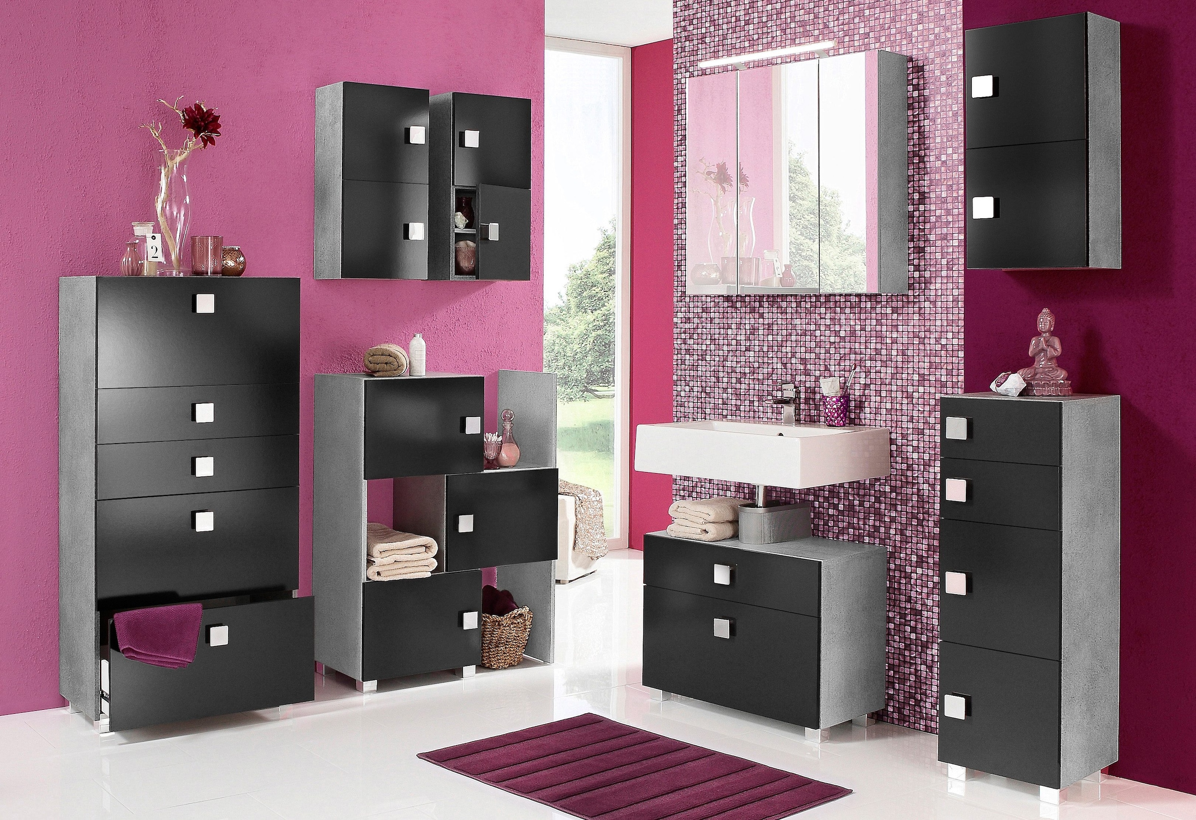 Schildmeyer Spiegelschrank »Dorina, mit höhenverstellbaren Glasböden made in Germany«, Breite 70 cm, 3-türig, LED-Beleuchtung, Schalter-/Steckdosenbox