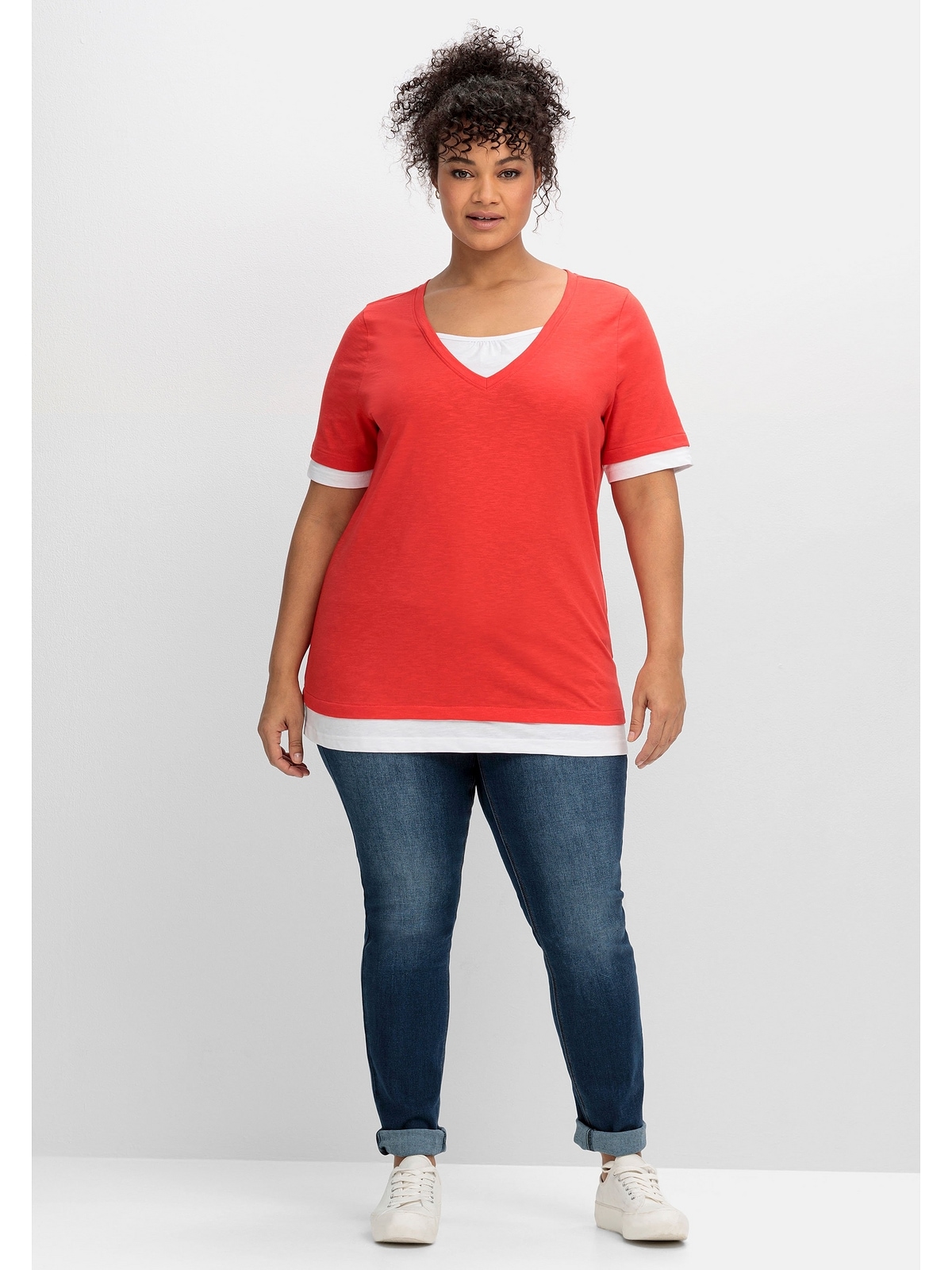 Sheego 2-in-1-Shirt | 2-in-1-Optik, »Große in Größen«, mit V-Ausschnitt kaufen BAUR