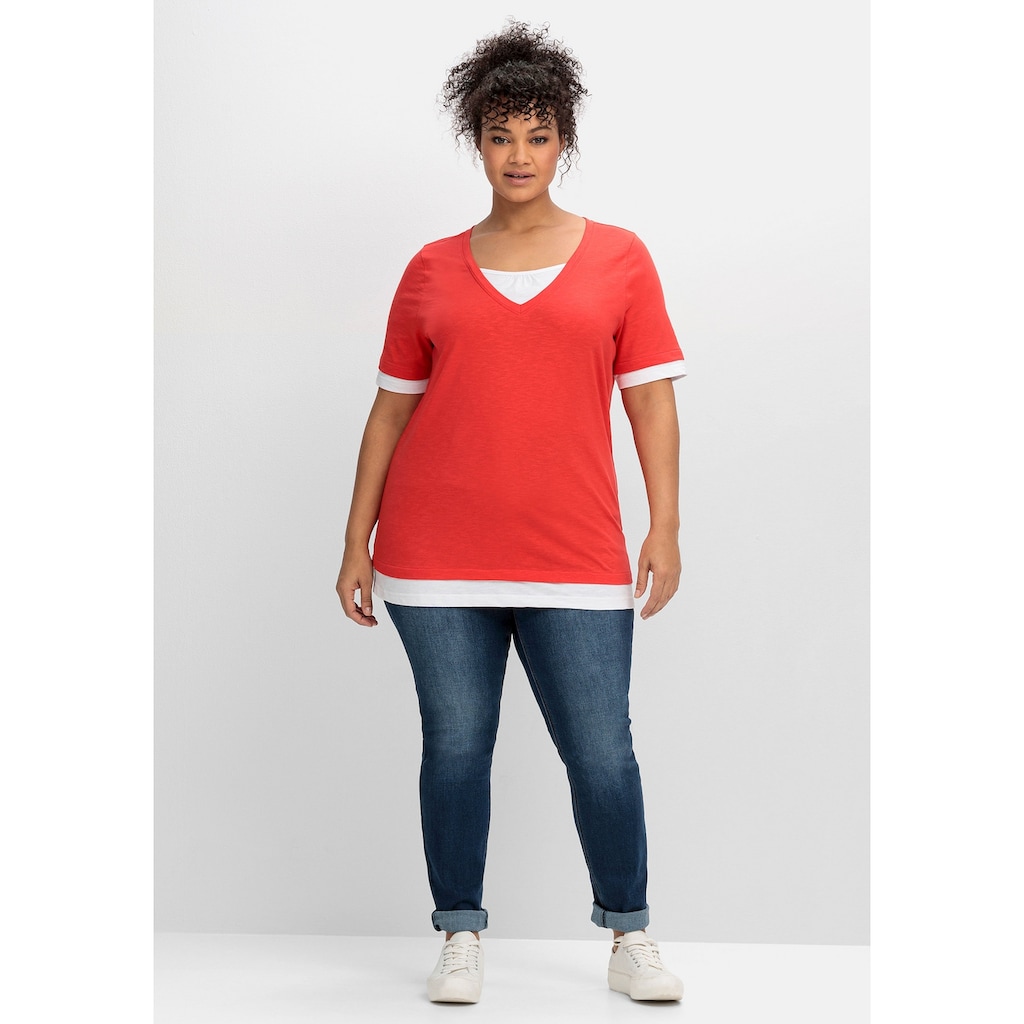 Sheego 2-in-1-Shirt »Große Größen« in 2-in-1-Optik mit V-Ausschnitt XV9362
