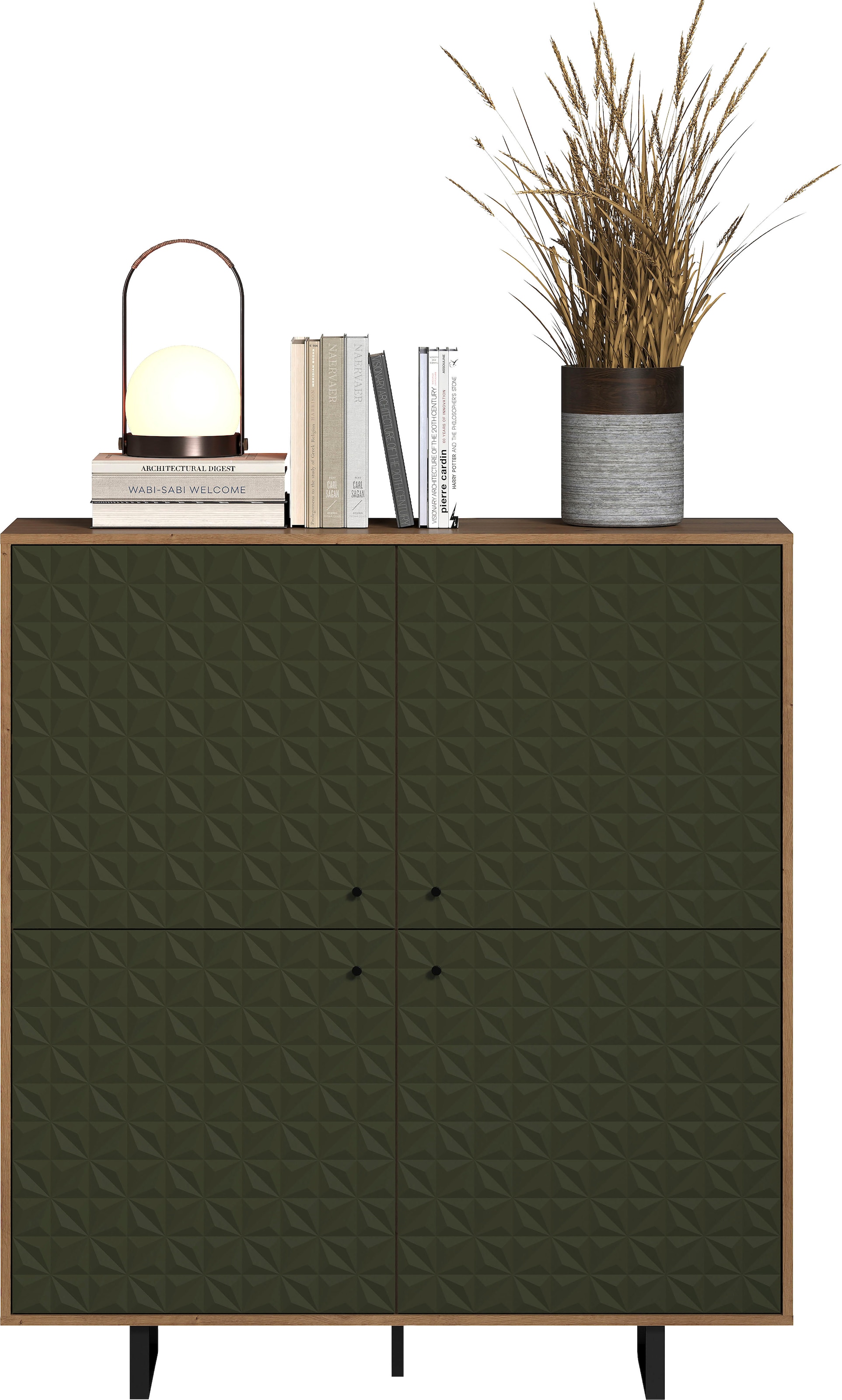 Home affaire Highboard »Ferretti« Sideboard mit besonderer Fräsung - Füße und Griffe aus Metall