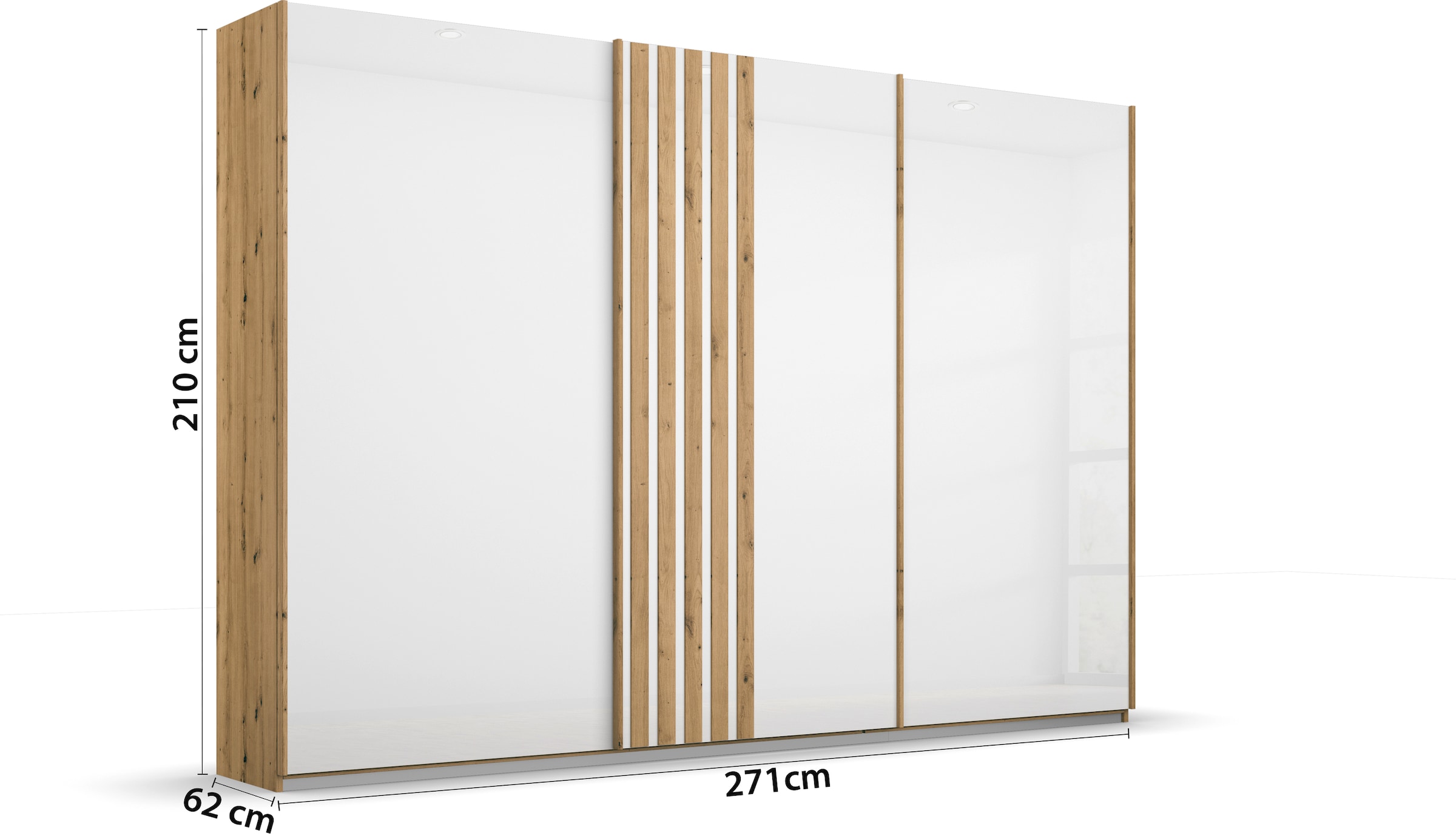 rauch Schwebetürenschrank »Mosbach«, in moderner Lamellen-Optik und Glasfront