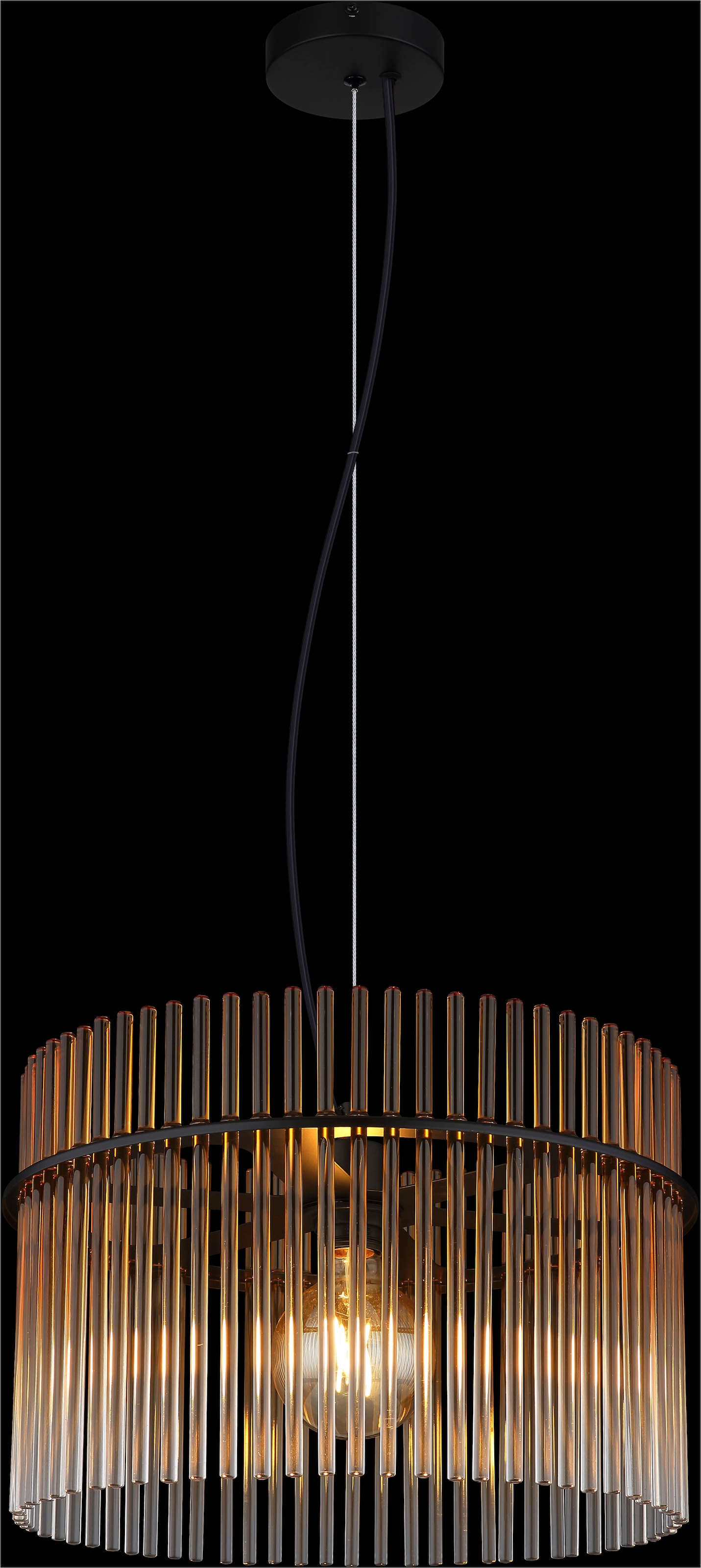GLOBO LIGHTING Hängeleuchte »GORLEY« E27 1 Stk. Hängelampe schwarz Glasstäbe amber klar verlaufend elegant