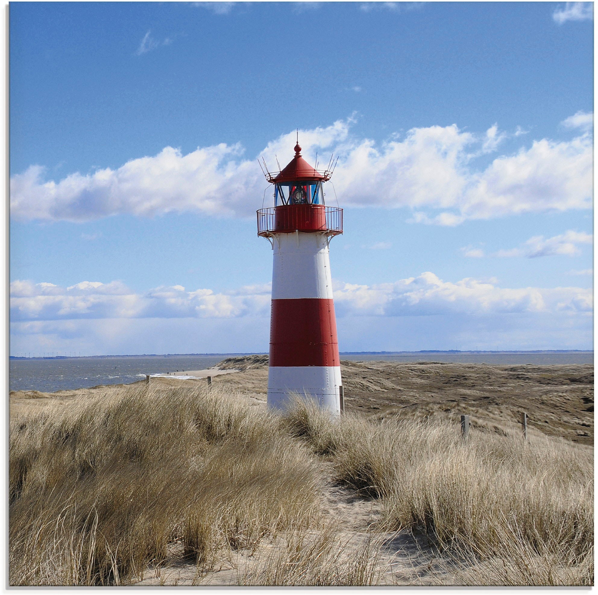Glasbild ARTLAND "Leuchtturm Sylt", blau (farbe bild(er): blau), B:40cm H:40cm, Bilder, in verschiedenen Größen