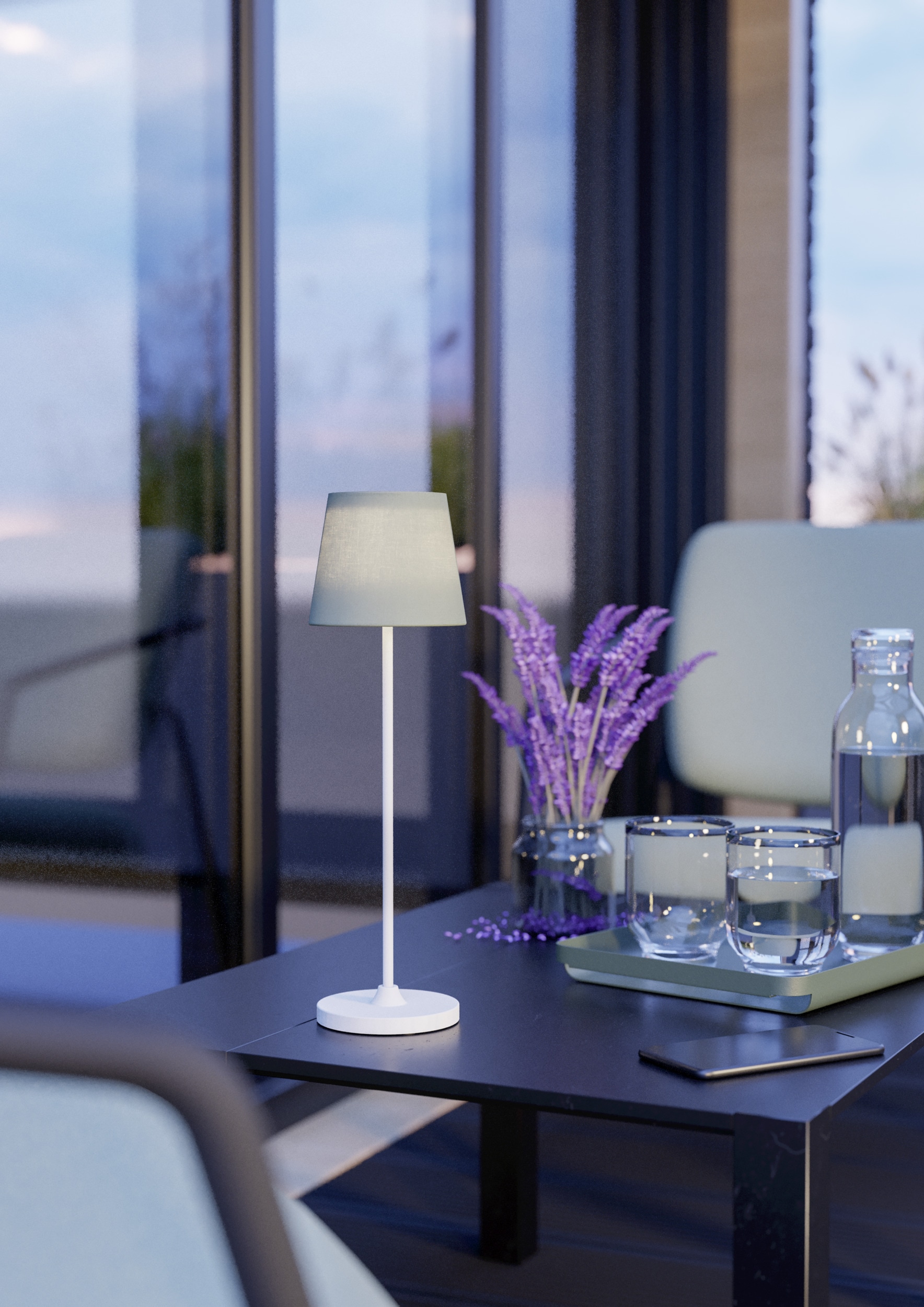 EGLO Tischleuchte »LEONERO Tischlampe - Stahl - LED - 3,8W - IP20« LED-Modul 1 Stk. Neutralweiß | Warmweiß Akku Tischleuchte, Nachttischlampe, kabellos, H34 x Ø11 cm