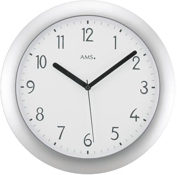 Funkwanduhr AMS "F5843", silber (silberfarben), Wanduhren, B/H/L: 4cm, Quarzuhr,Wohnzimmer,Esszimmer,Küche,Arbeitszimmer,Büro, Flur