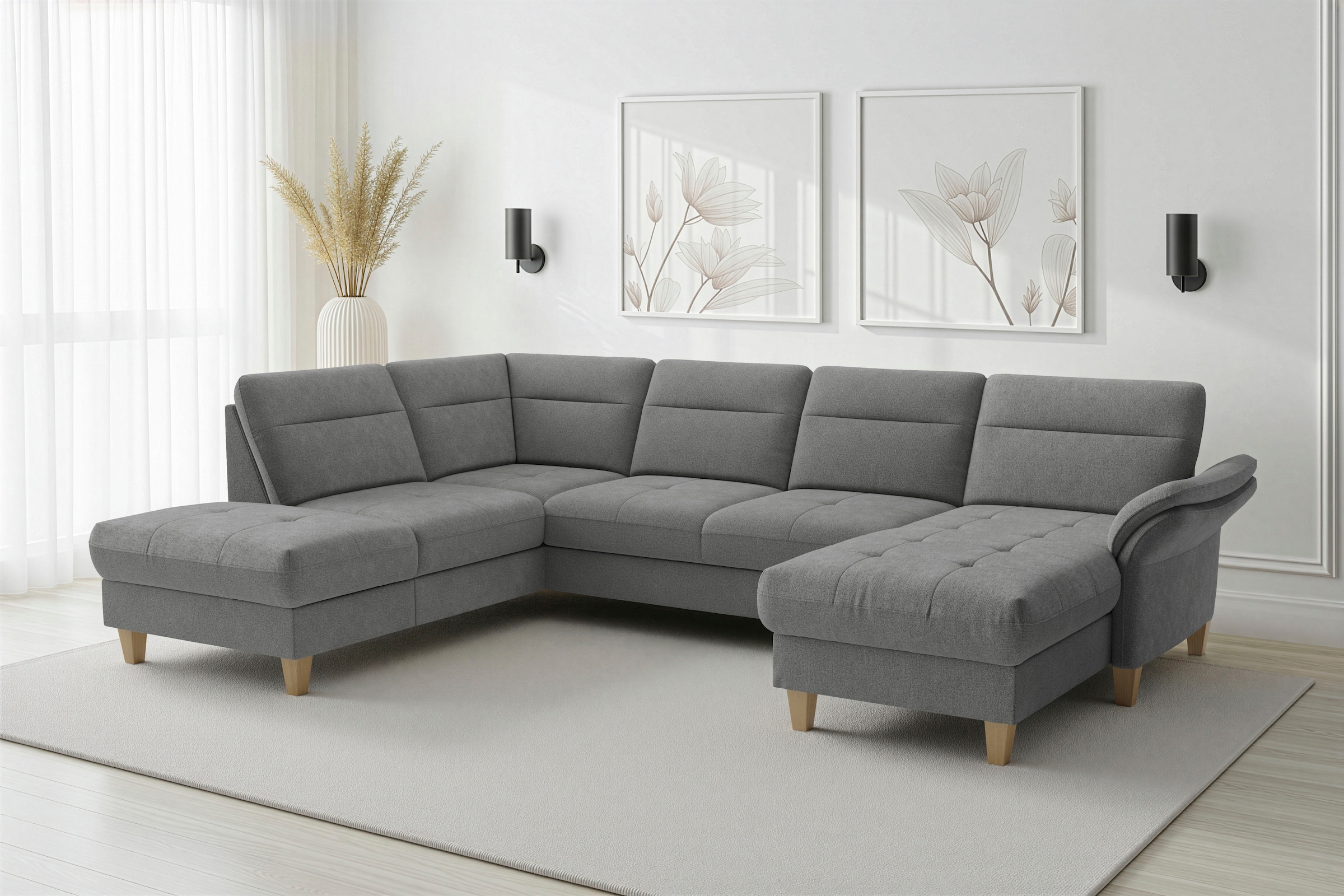 sit&more "Pamela U-Form, B: 292 cm, optional Schlaffunktion & Bettkasten" mit Federkern