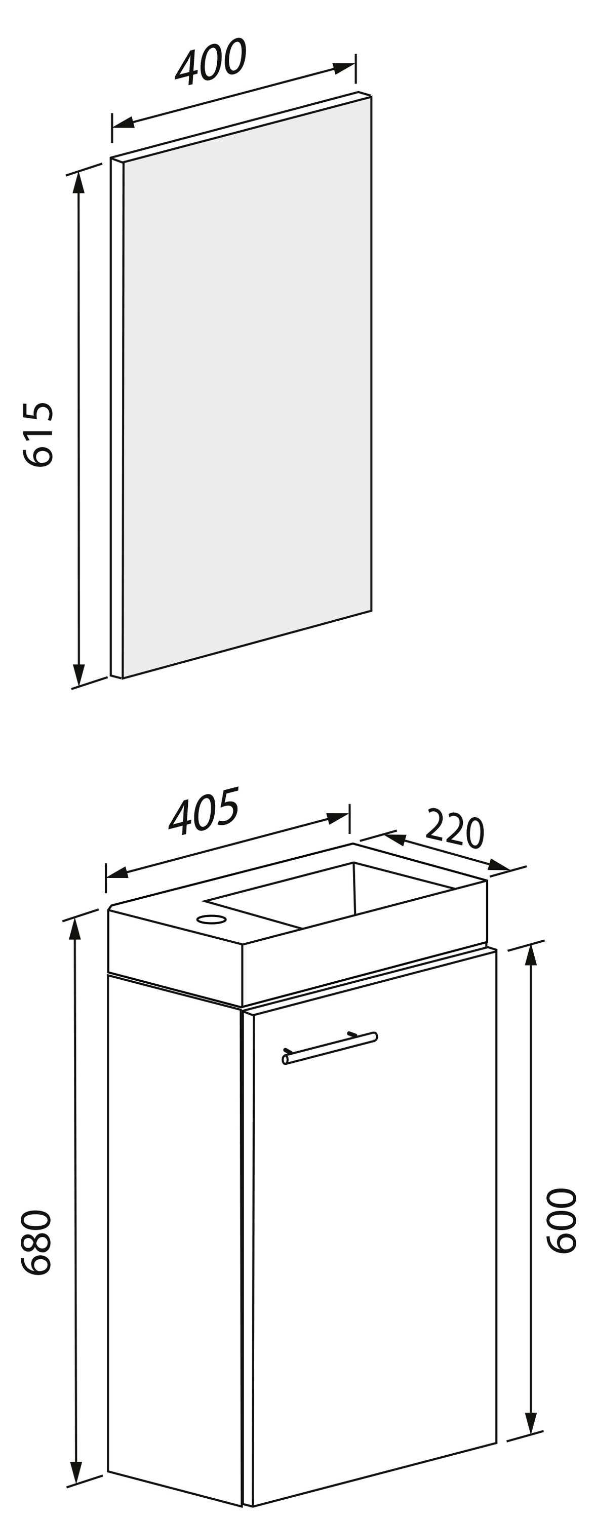 VCM Waschbeckenunterschrank »VCM 3-tlg Set | Waschplatz für Gäste WC | Gästebad | Waschtisch | Badezimmer Set - Slito SP«, (3 St.)