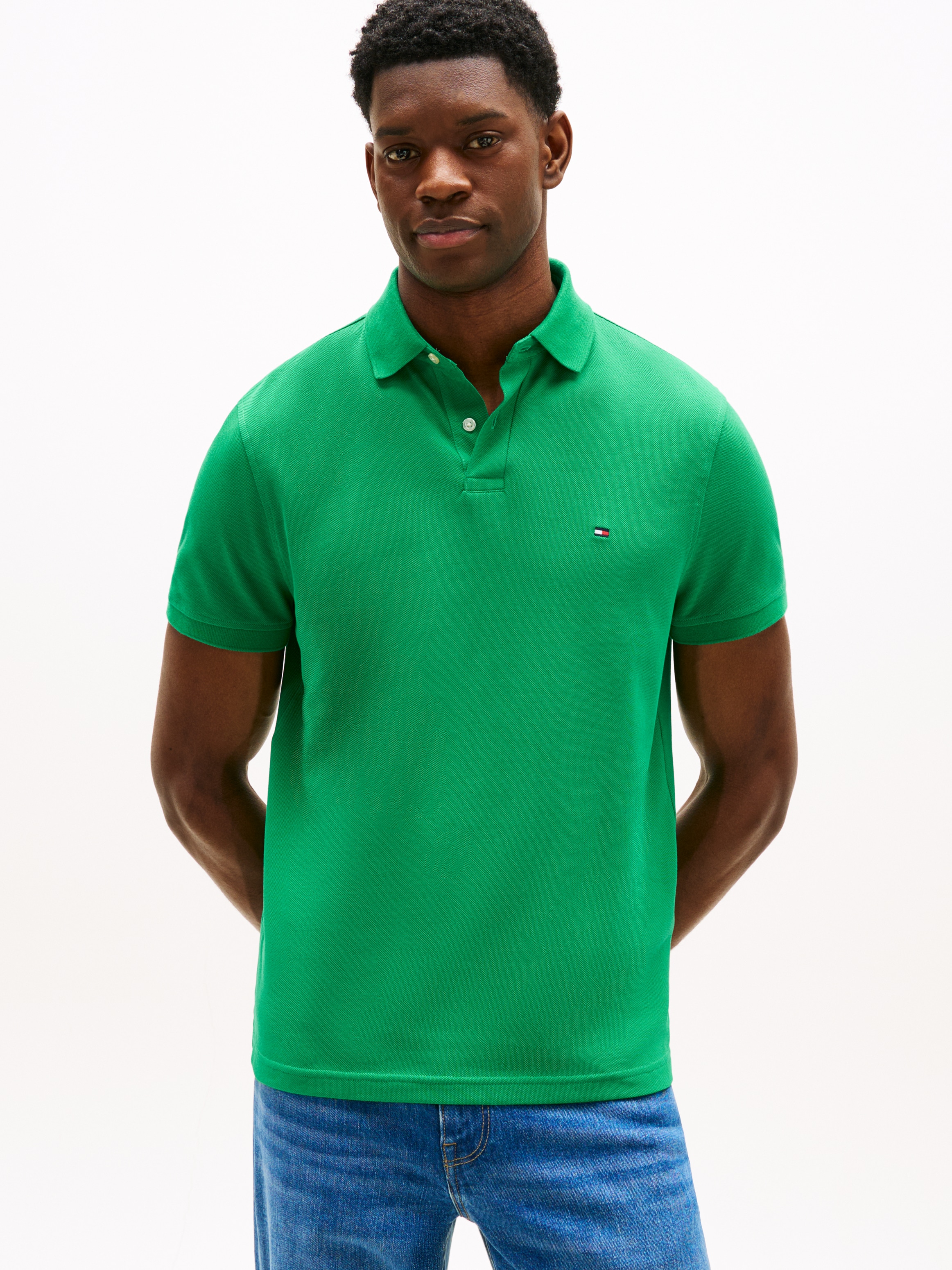 Tommy Hilfiger "1985 REGULAR POLO mit Kontraststreifen und Knopfleiste" uni günstig online kaufen