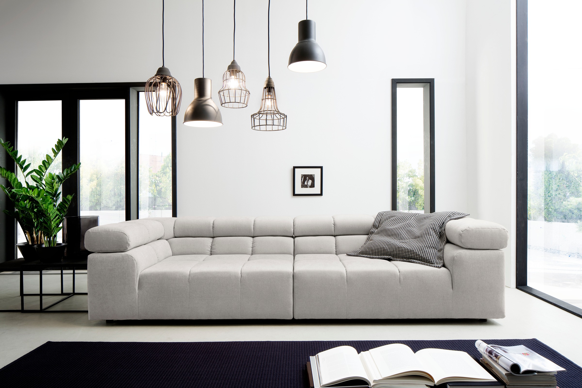 Home affaire Big-Sofa "Ancona B/T/H: 290/110/70 cm" auffällige Steppung, in günstig online kaufen
