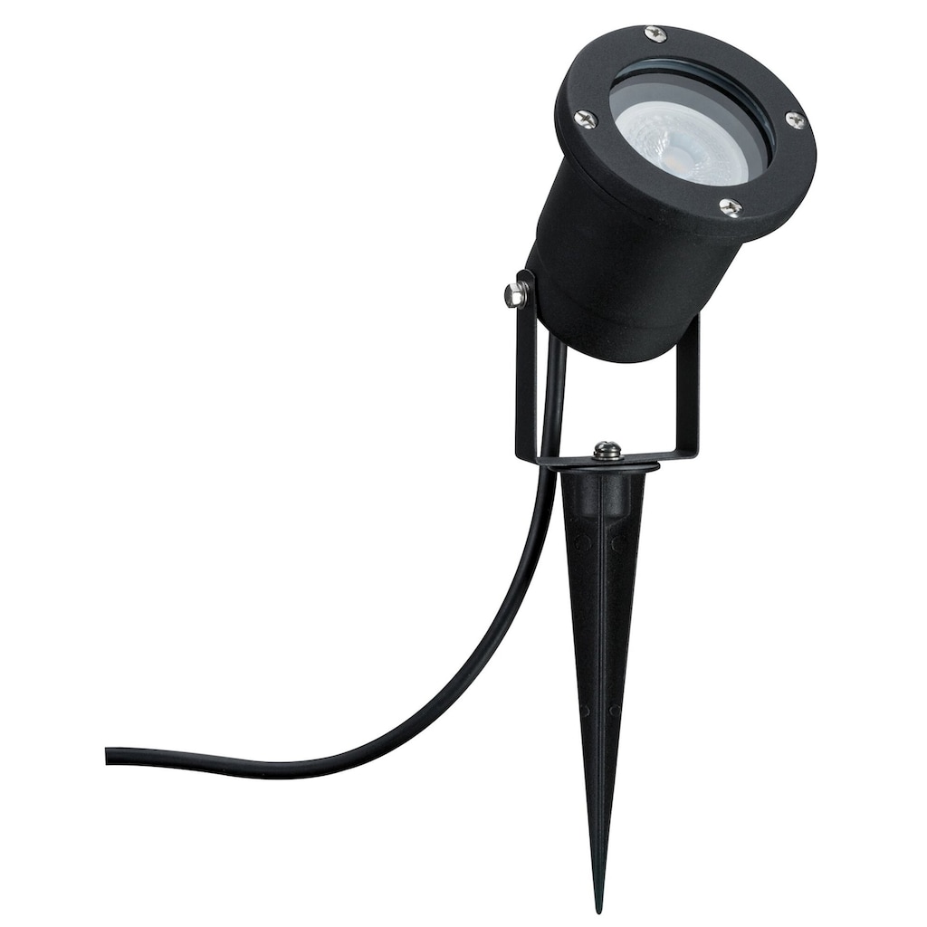 Paulmann LED Gartenstrahler »IP65 rund 92mm 2200K 4,3W 320lm 230V 38-38° Schwarz Metall«, 1 flammig-flammig