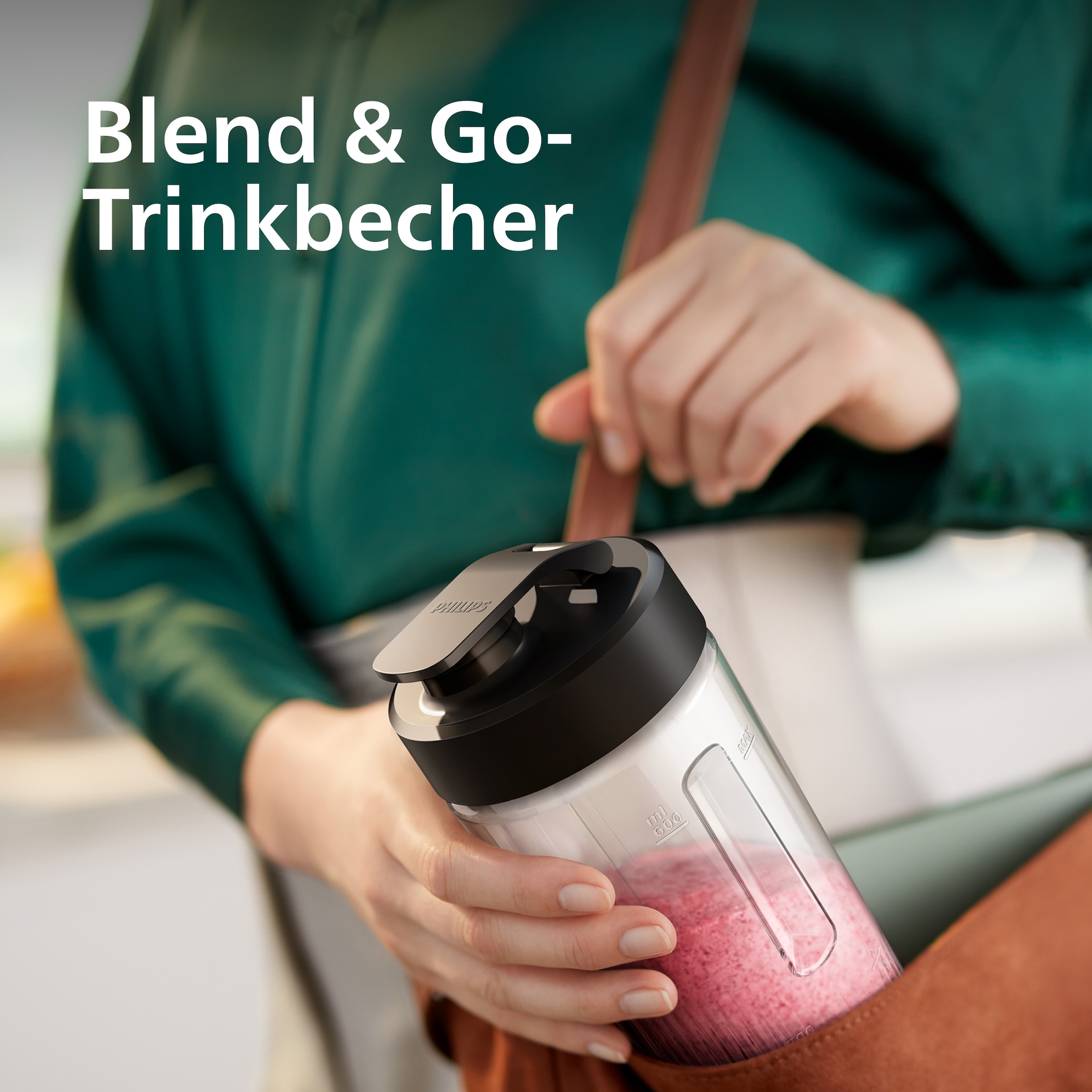 Philips Standmixer »HR2760/00 mit ProBlend-Technologie« 350 W Blend & Go-Trinkbecher, 2 Geschwindigkeitsstufen, Schwarz