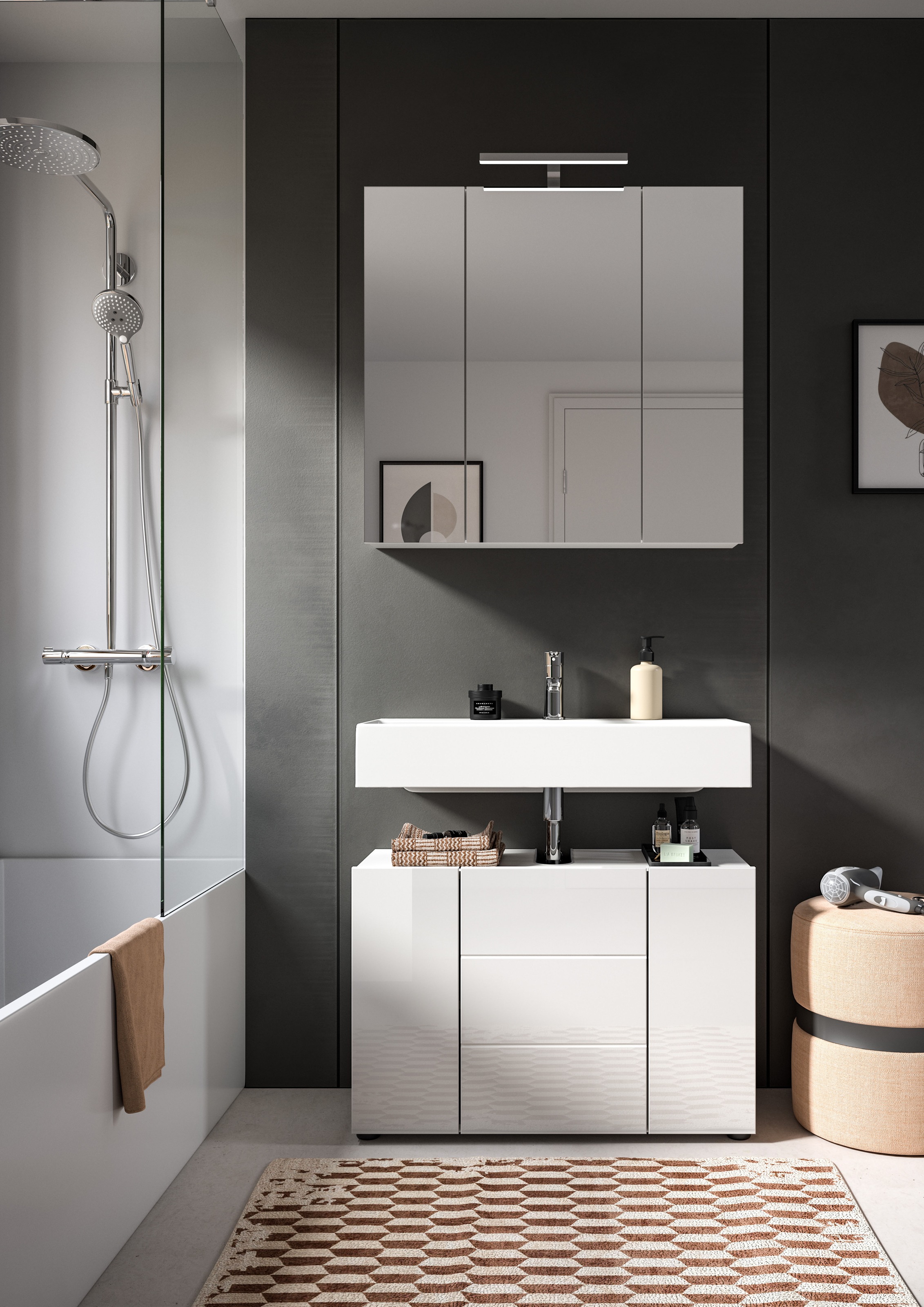 welltime Badmöbel-Set "BIEL, TOPSELLER, 2 teilig, hochwertige MDF Front, Ri günstig online kaufen