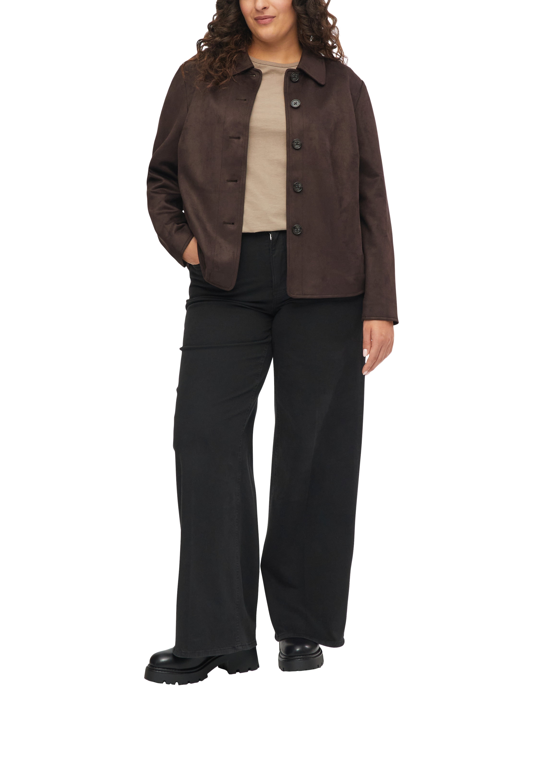 s.Oliver CURVE Jackenblazer Velours-Bluse / Große Größen
