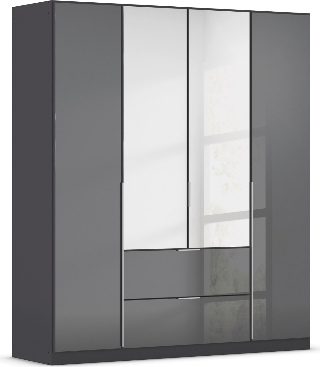 OTTO home Drehtürenschrank "Kleiderschrank Kleiderschränke Schrank Garderobe AGORDO mit Glasfront" in zwei Griff-Farben, Breiten 91-360 cm, mit Außenschubkästen, in 7 Breiten und 2 Höhen MADE IN GERMANY