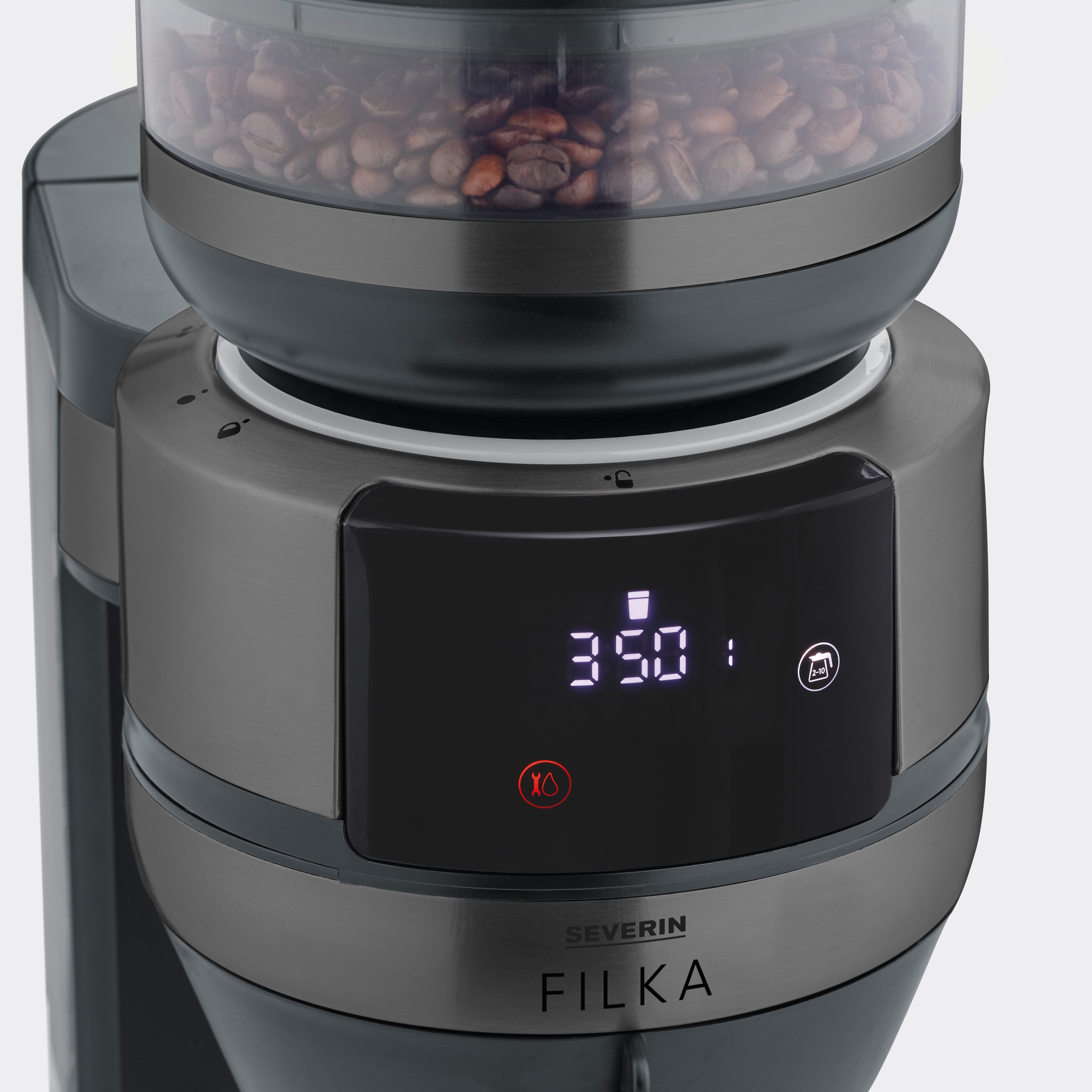 Severin Kaffeemaschine mit Mahlwerk »KA 4849 FILKA Limited Edition Dark Inox«, 1,4 l Kaffeekanne, Papierfilter, 1x4