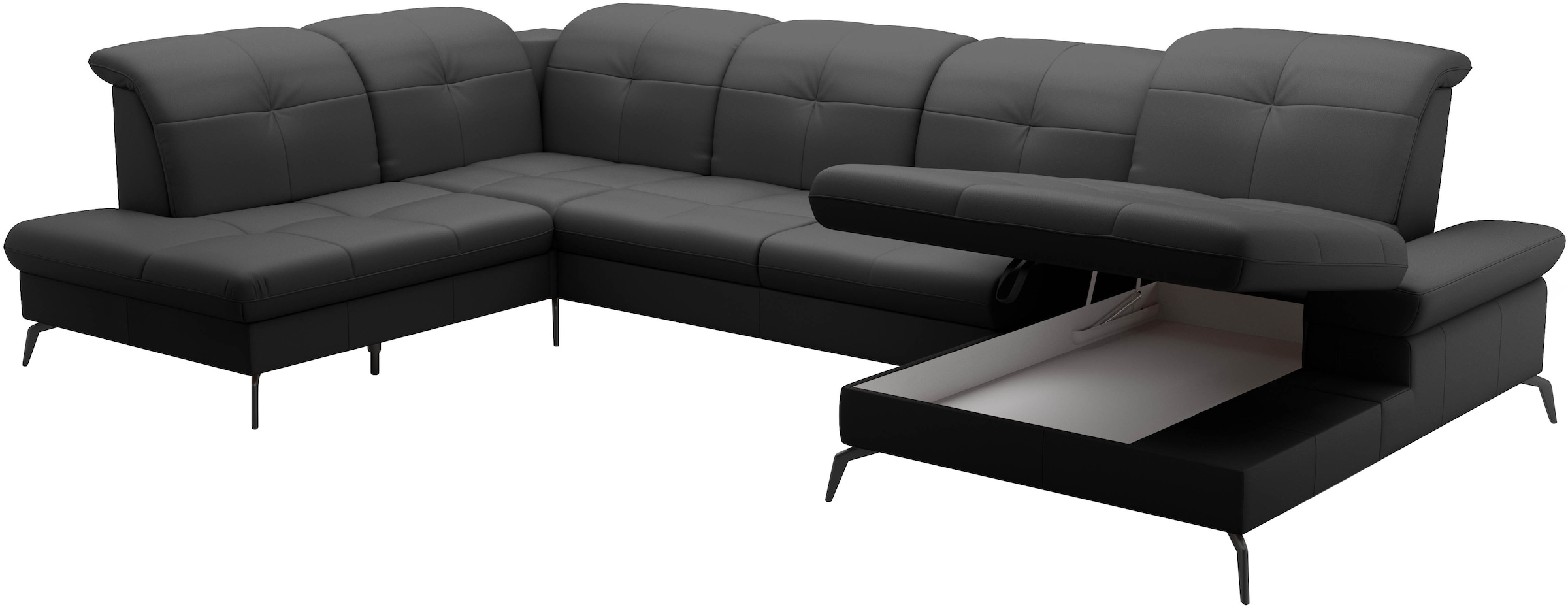 sit&more Wohnlandschaft »Amica, U-Form, inkl. Sitztiefenverstellung und Armteilverstellung«, wahlweise mit Kopfteilverstellung, Bettfunktion und Bettkasten
