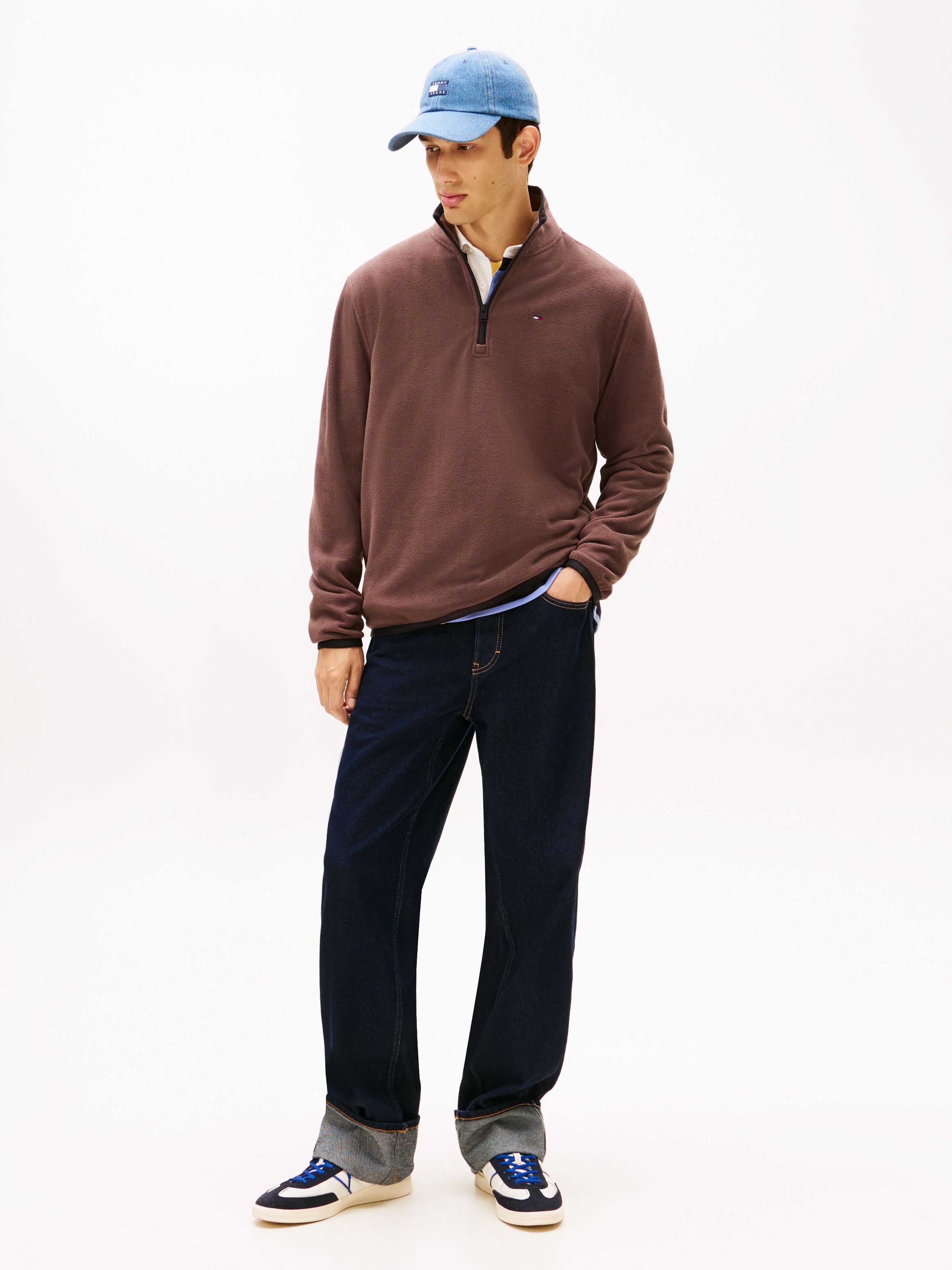 Thumbnail - Tommy Jeans Fleecepullover "TJM FLAG POLAR FLEECE", normale Passform, Troyer