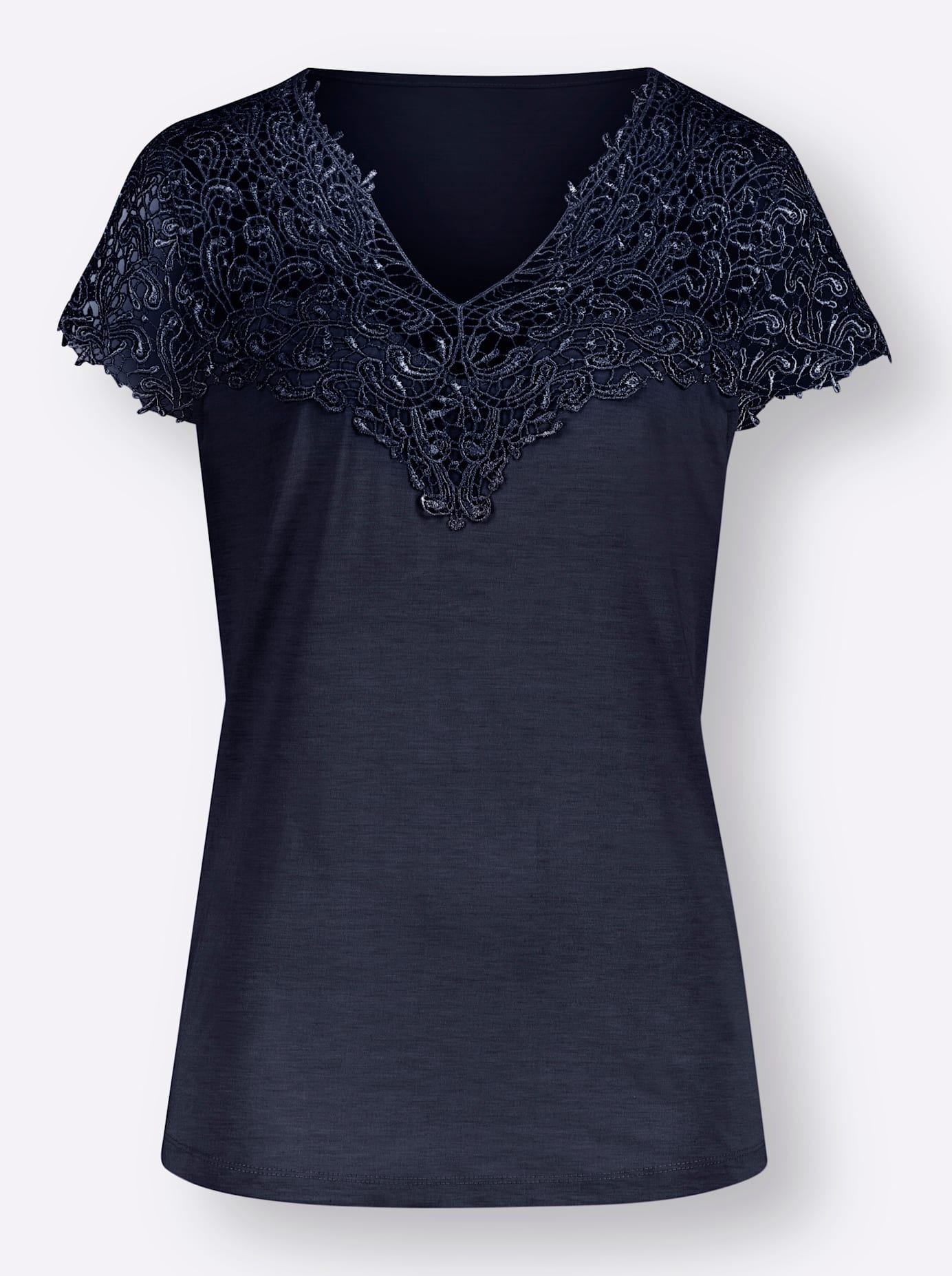 Lady Spitzenshirt Damen Marineblau 36 3