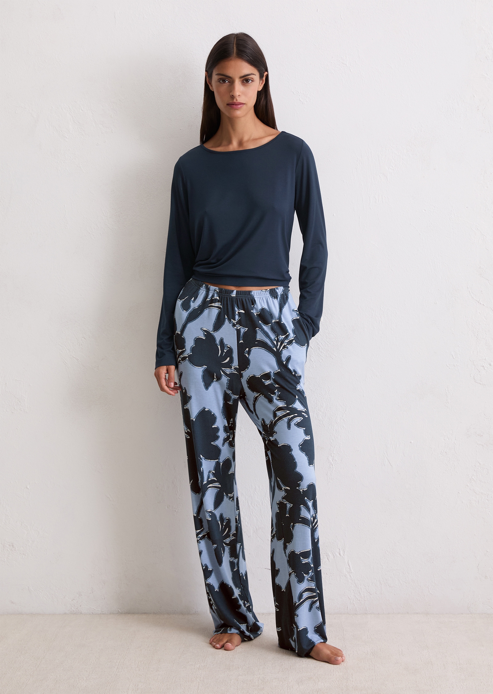 Marc OPolo Loungehose "Mix N Match Cotton Modal", floraler Print, seitliche günstig online kaufen