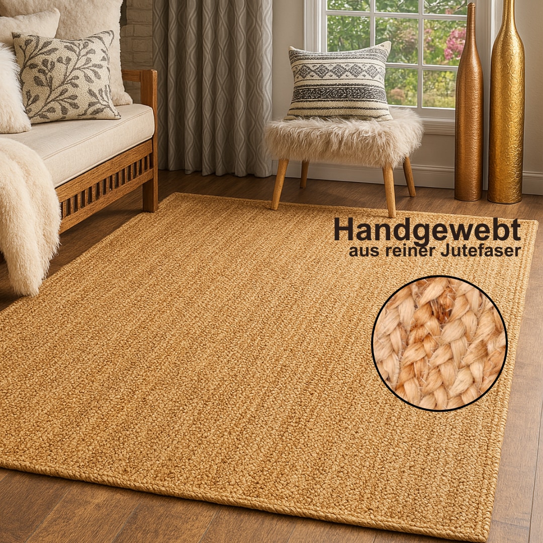 Myflair Möbel & Accessoires Teppich "Lola, handgeflochten" rechteckig 10 mm Höhe Juteteppich, Wendeteppich, 100% Naturfaser, auch in rund & als Läufer