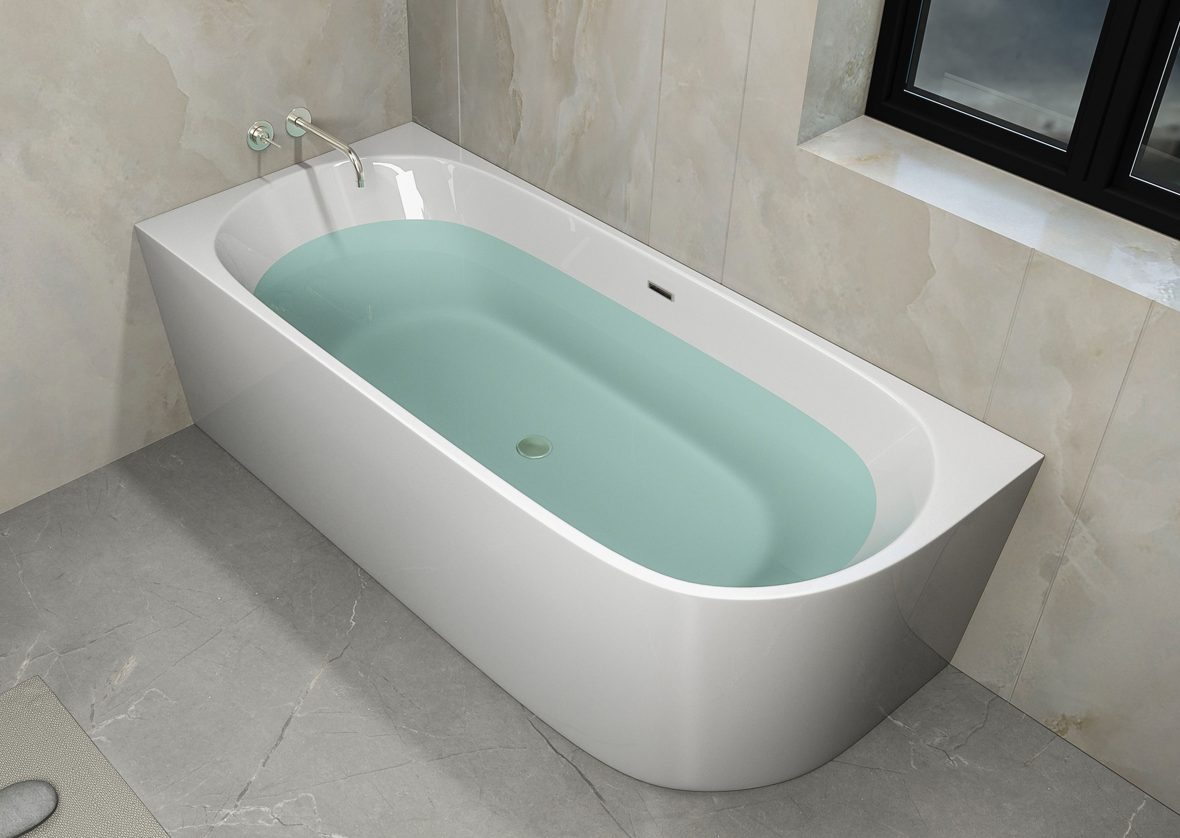 Sanotechnik Badewanne »LUMA« Höhe 56 cm mit Ablaufstöpsel | verstellbare Füße | Überlauf 160cm, Acryl Badewanne rechts