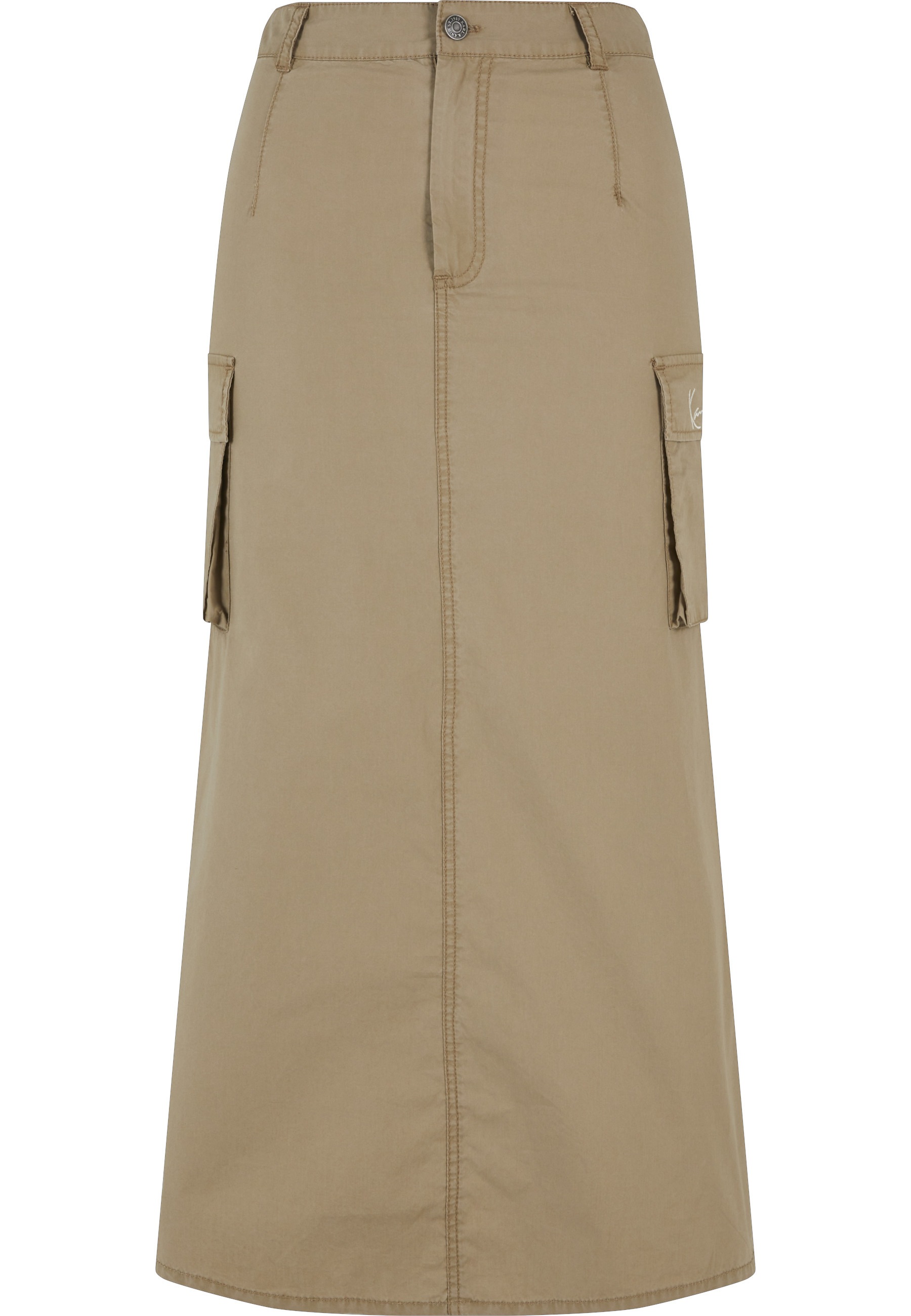 Sommerrock KARL KANI "Karl Kani Karl Kani Signature Long Cargo Skirt", Damen, Gr. M, schwarzsand, 98% Baumwolle, 2% Elasthan, unifarben, normal, Röcke
