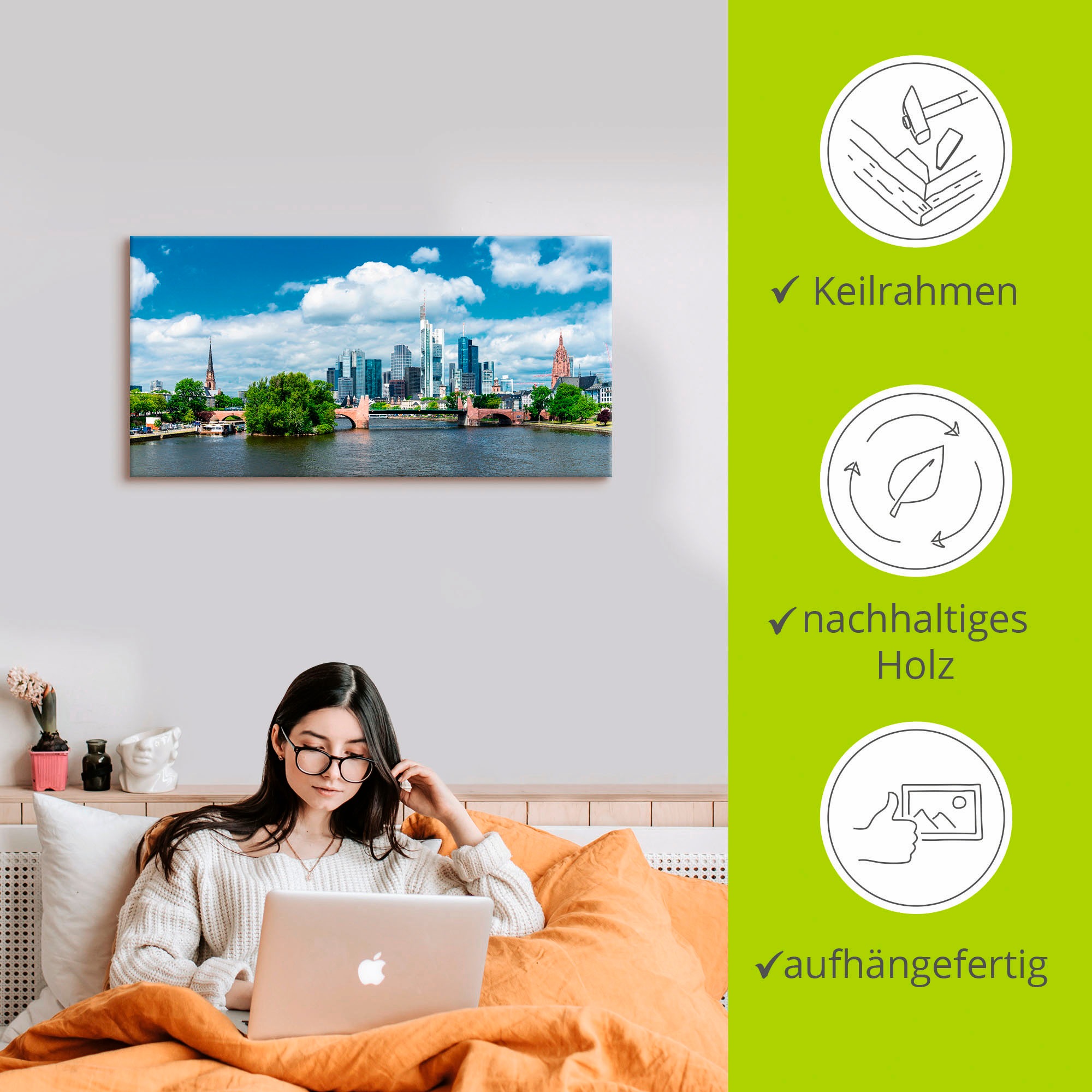 Artland Wandbild »Frankfurt am Main«, Deutschland, (1 St.), als Alubild, Outdoorbild, Leinwandbild, Poster in verschied. Größen