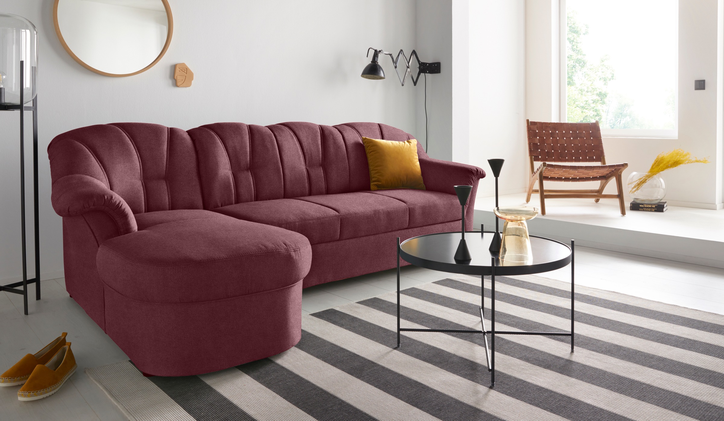 DOMO collection Ecksofa "Papenburg, zeitlose Rückensteppung, elegante Forme günstig online kaufen