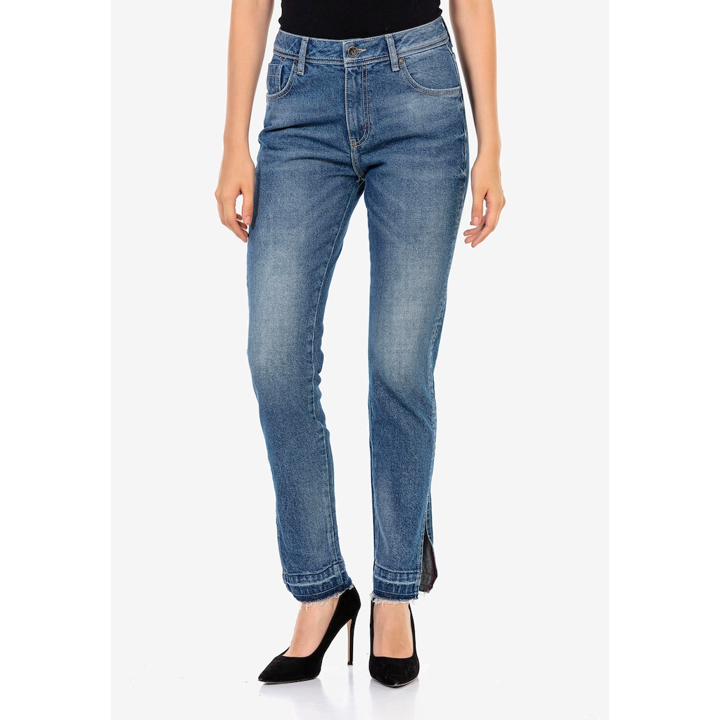 Damenmode Jeans Cipo & Baxx Bequeme Jeans, mit trendigem Seitenschlitz blau
