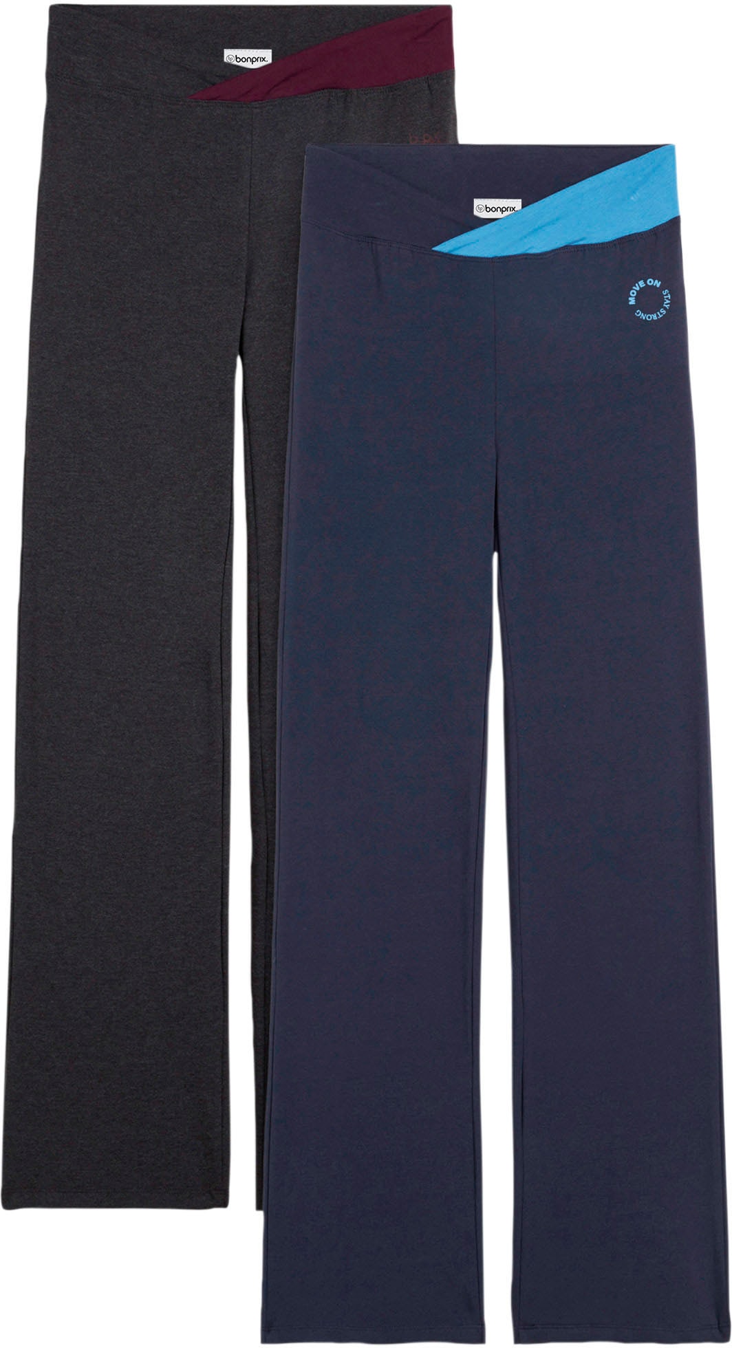 bonprix 1100000002199 "Baumwoll-Sporthose, Bootcut (2er Pack)" aus Stretch-Material, Regular Fit, Bootcut-Design, sportlicher Stil