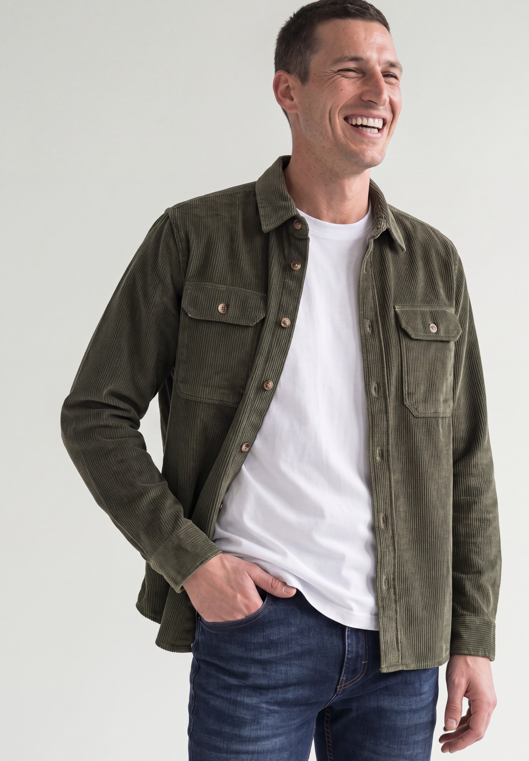 STREET ONE MEN Langarmhemd Cord-Optik