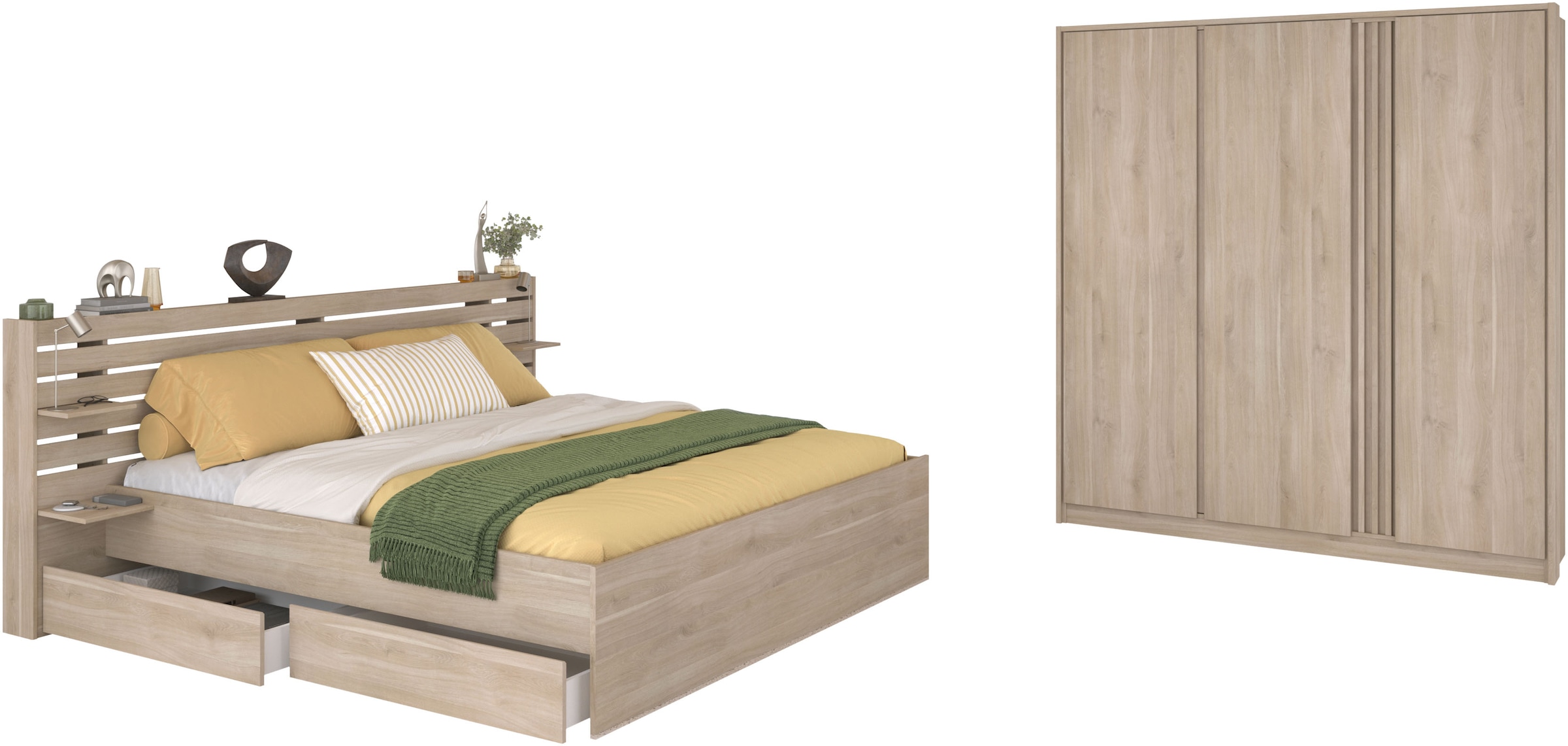 Parisot Schlafzimmer-Set »Parisot Escale«, (3 tlg.), Einsatz im Kleiderschrank drehbar - Eiche oder Weiss, viel Stauraum
