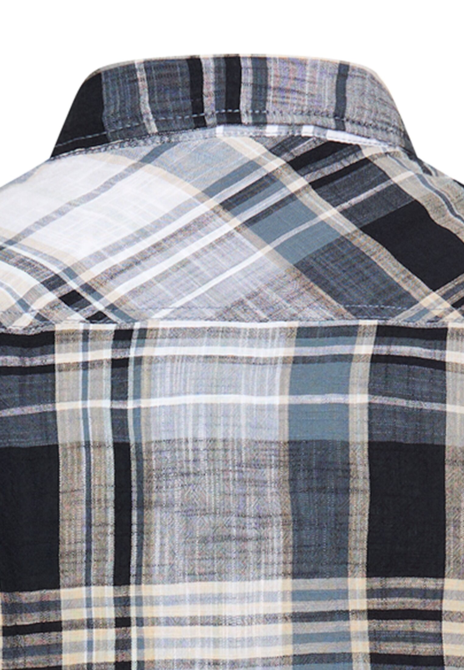 Kurzarmhemd CAMEL ACTIVE, Herren, Gr. XXL, N-Gr, schwarz navy, Web, Obermaterial: 100% Baumwolle, kariert, normal hüftbedeckend, Rundhals, Hemden, mit Button-Down-Kragen und im Karo-Look 2